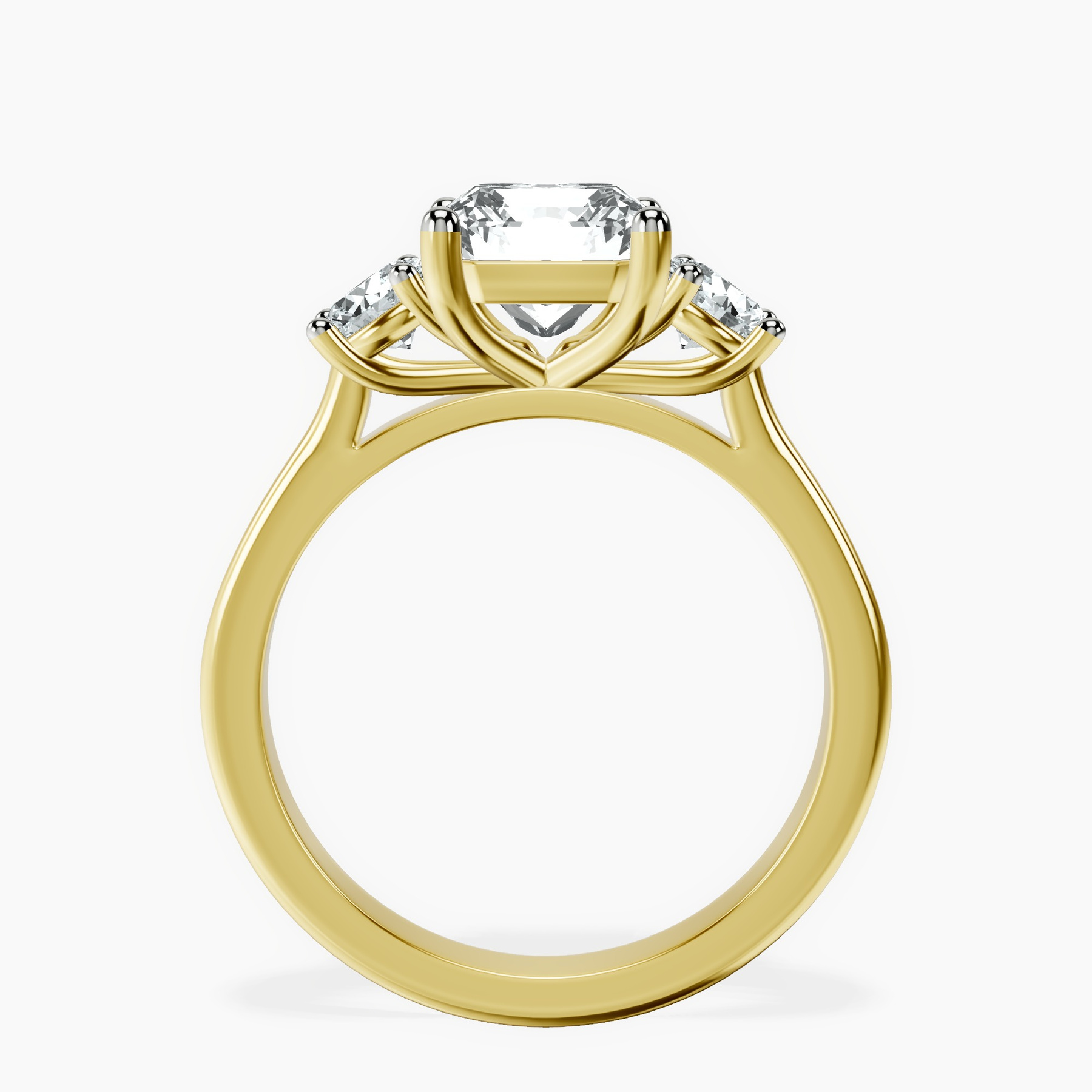 10kt Yellow Gold Evelina Round Three Stone Lab Diamond Ring side right image one