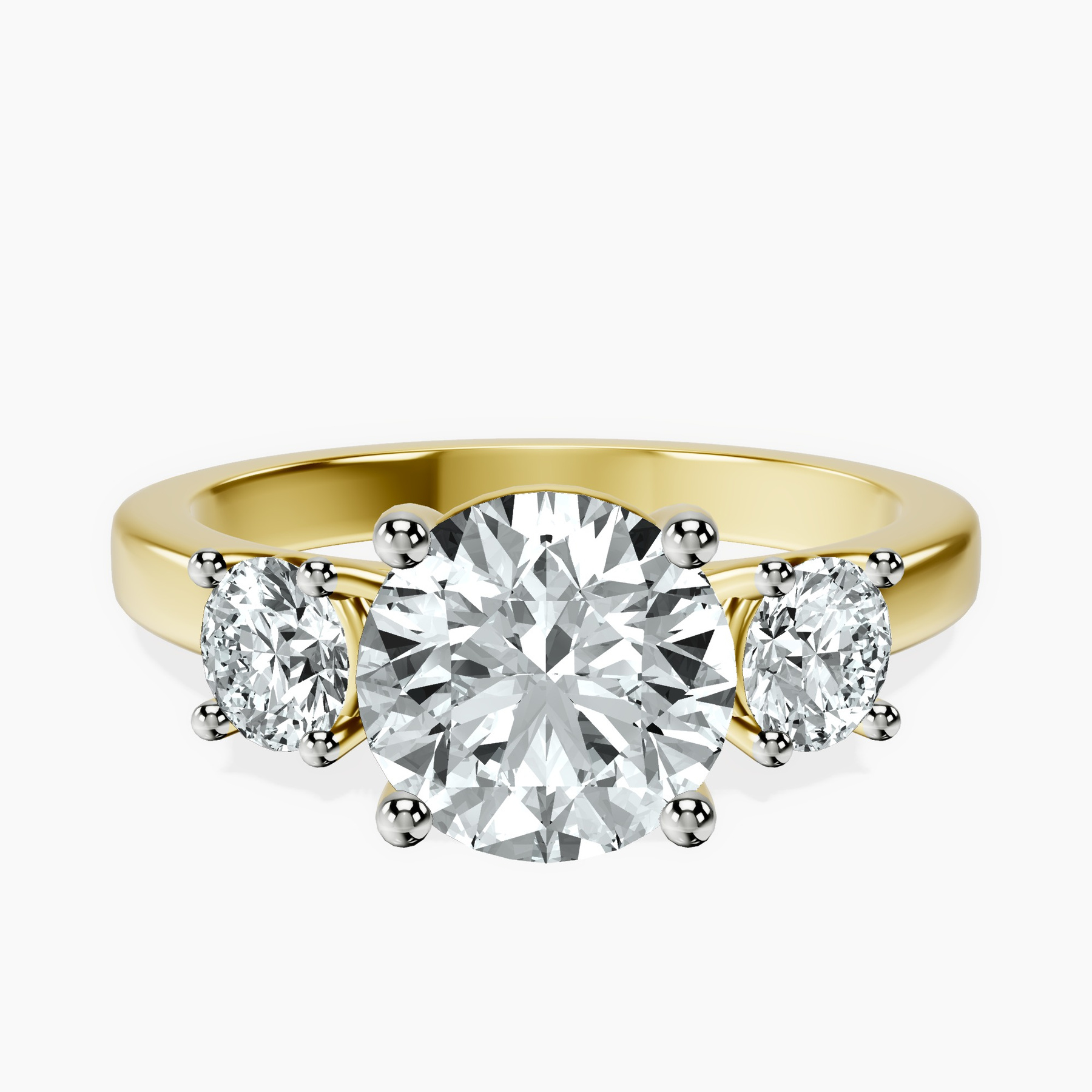 10kt Yellow Gold Evelina Round Three Stone Lab Diamond Ring rtr top
