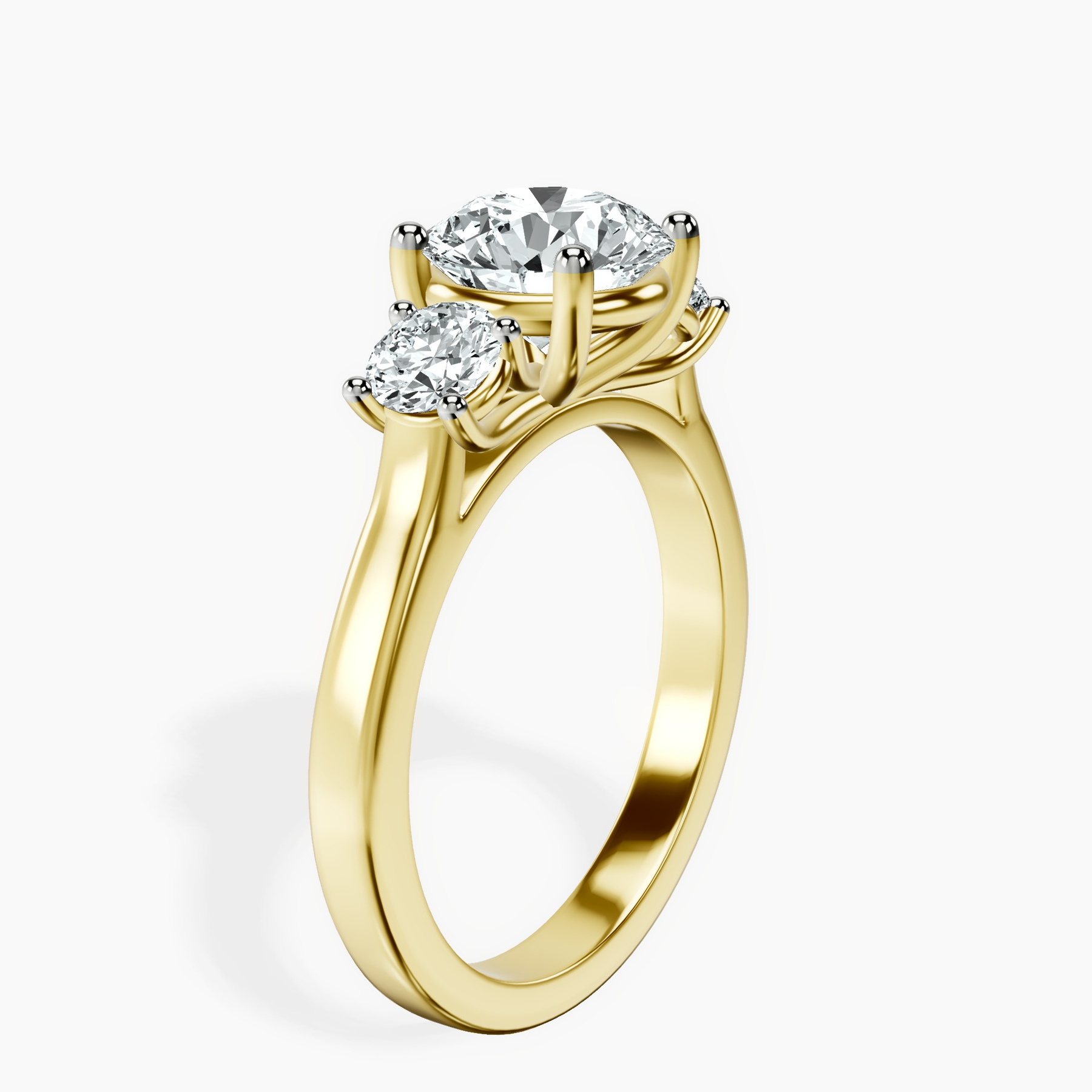 10kt Yellow Gold Evelina Round Three Stone Lab Diamond Ring standing product image one