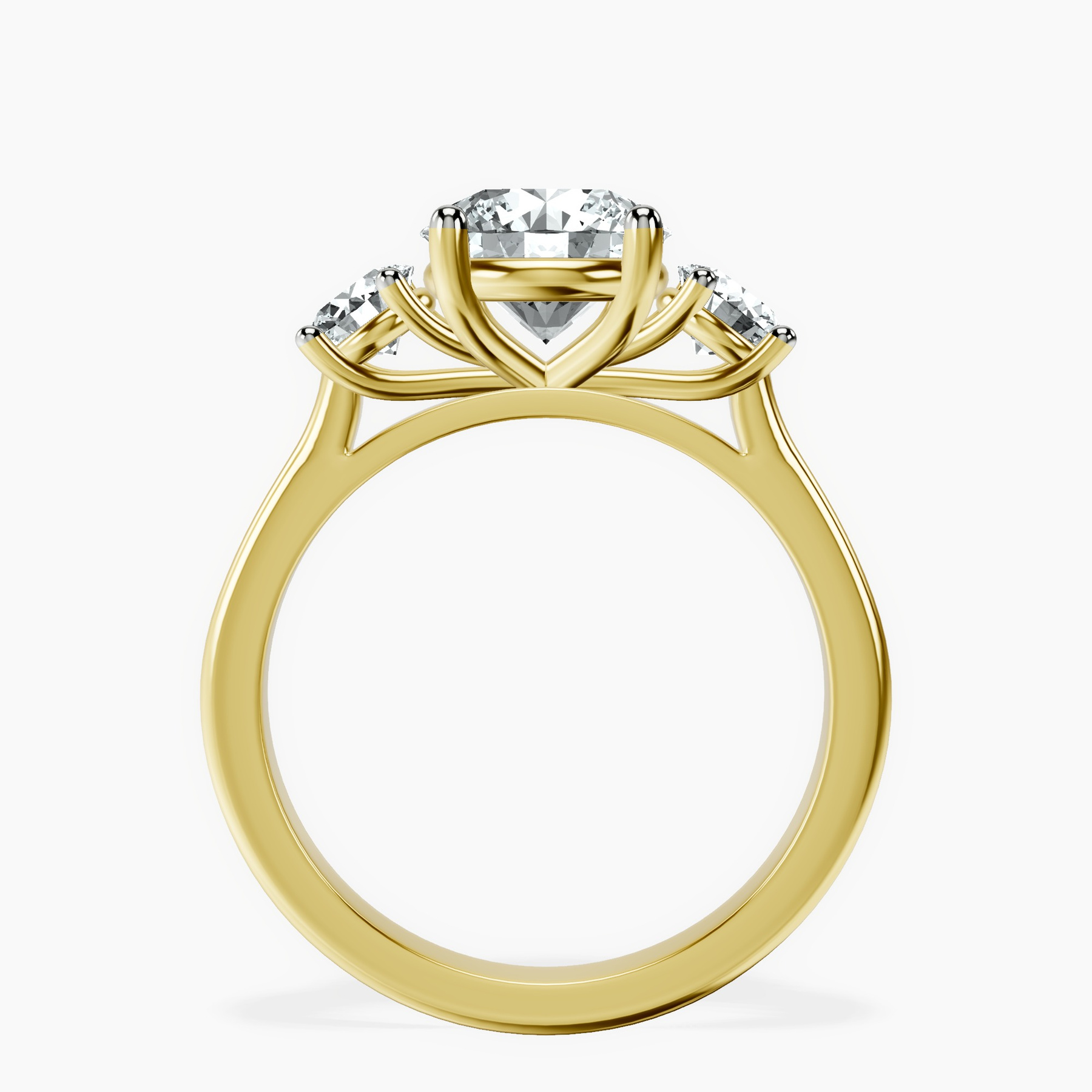 10kt Yellow Gold Evelina Round Three Stone Lab Diamond Ring side right image one