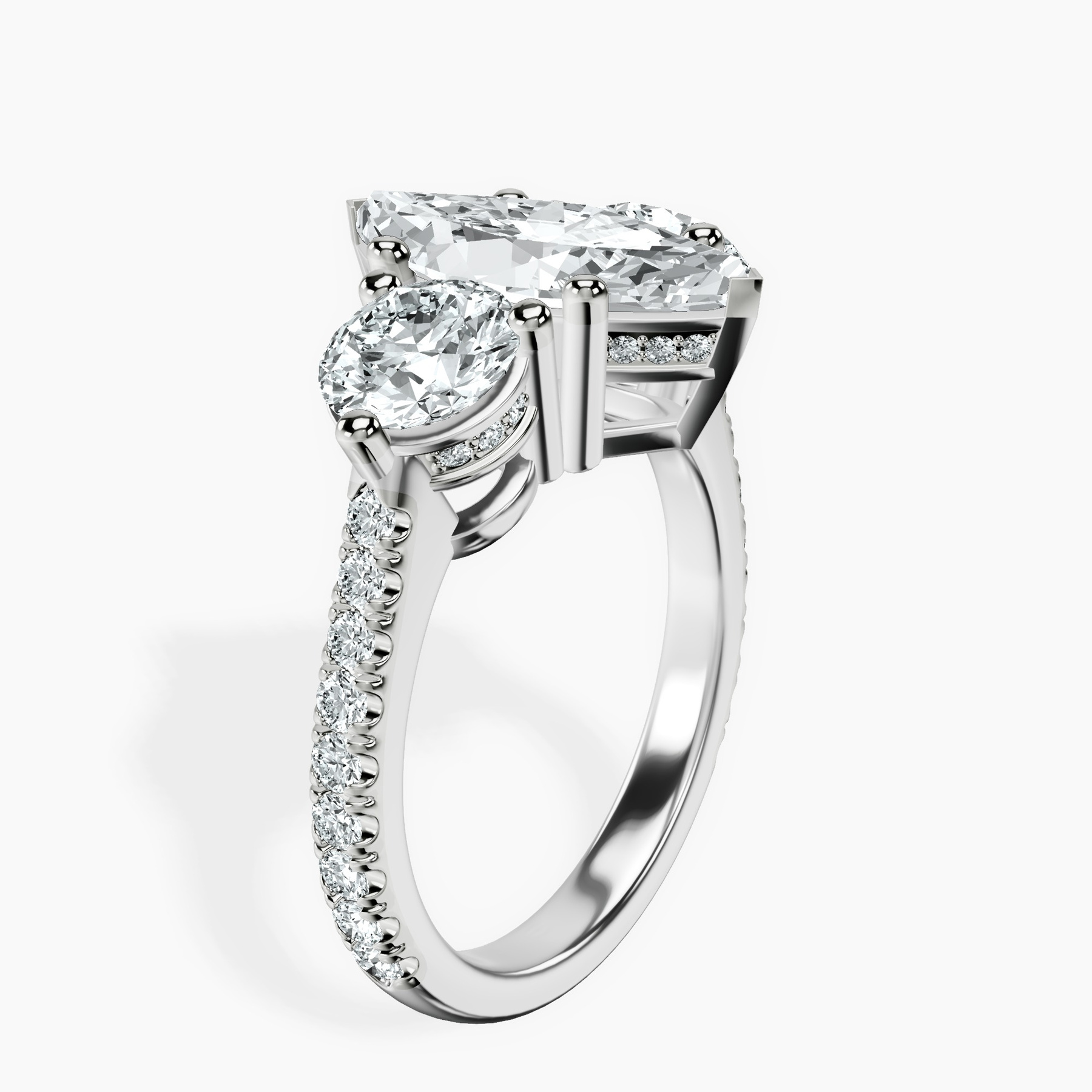 10kt White Gold Artemis Round Three Stone Lab Diamond Ring standing product image one
