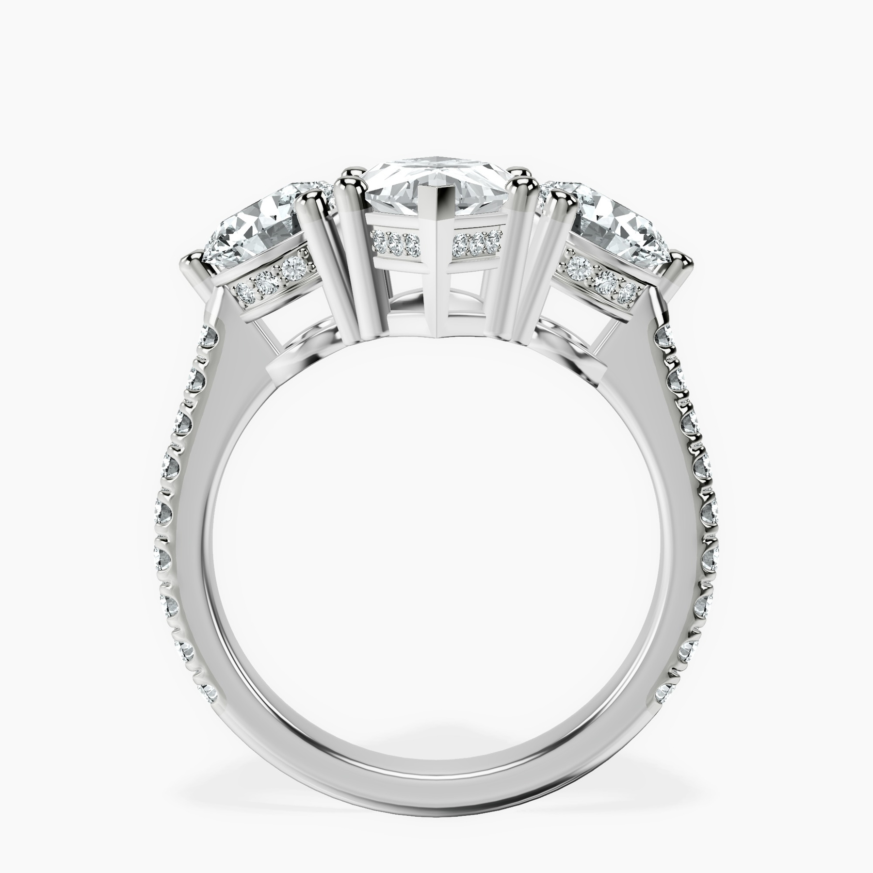 10kt White Gold Artemis Round Three Stone Lab Diamond Ring side right image one