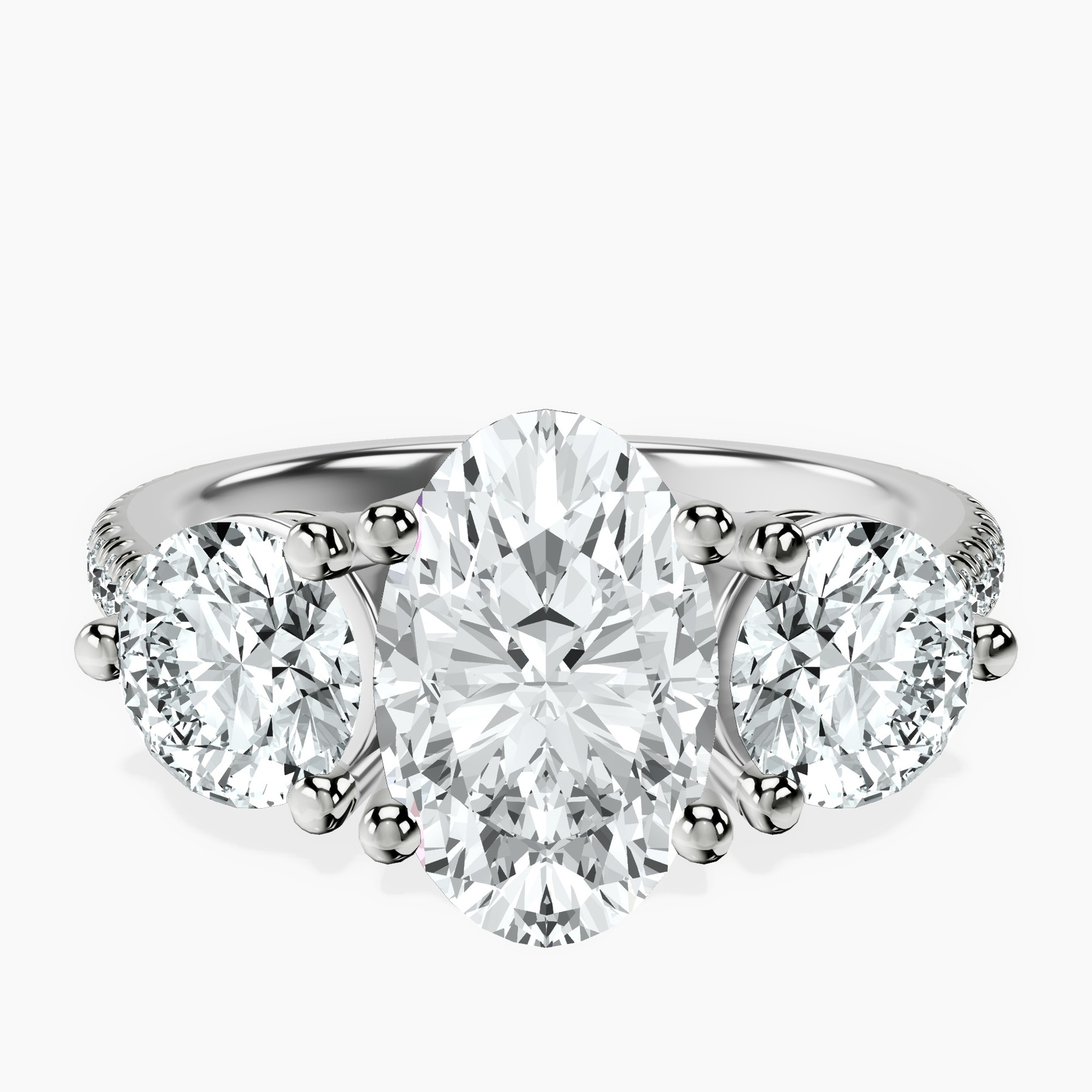 10kt White Gold Artemis Round Three Stone Lab Diamond Ring rtr top