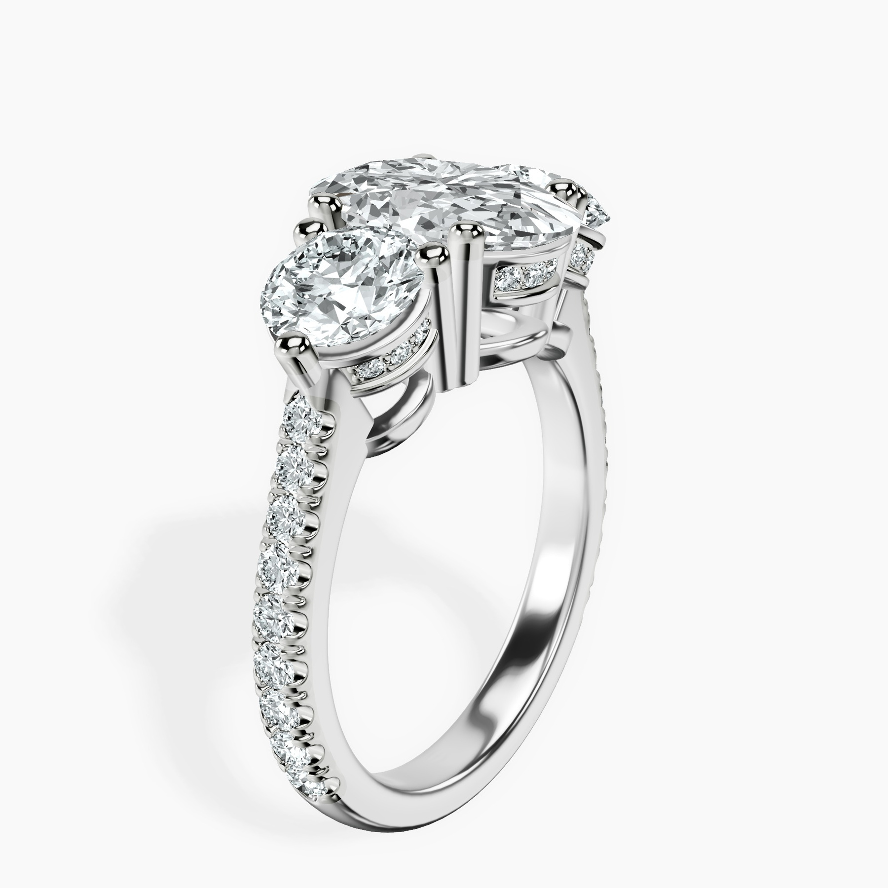 10kt White Gold Artemis Round Three Stone Lab Diamond Ring standing product image one