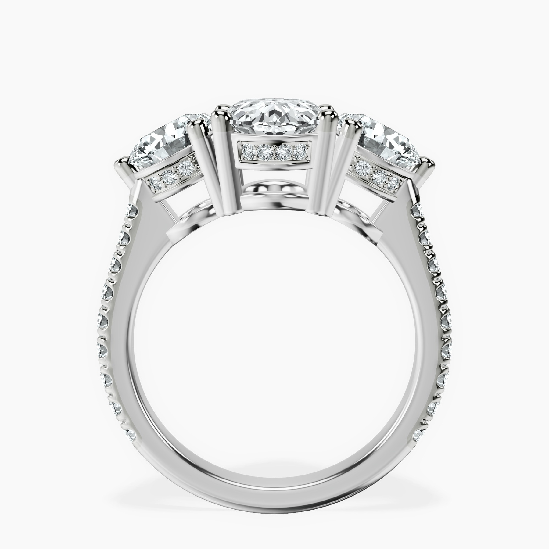 10kt White Gold Artemis Round Three Stone Lab Diamond Ring side right image one