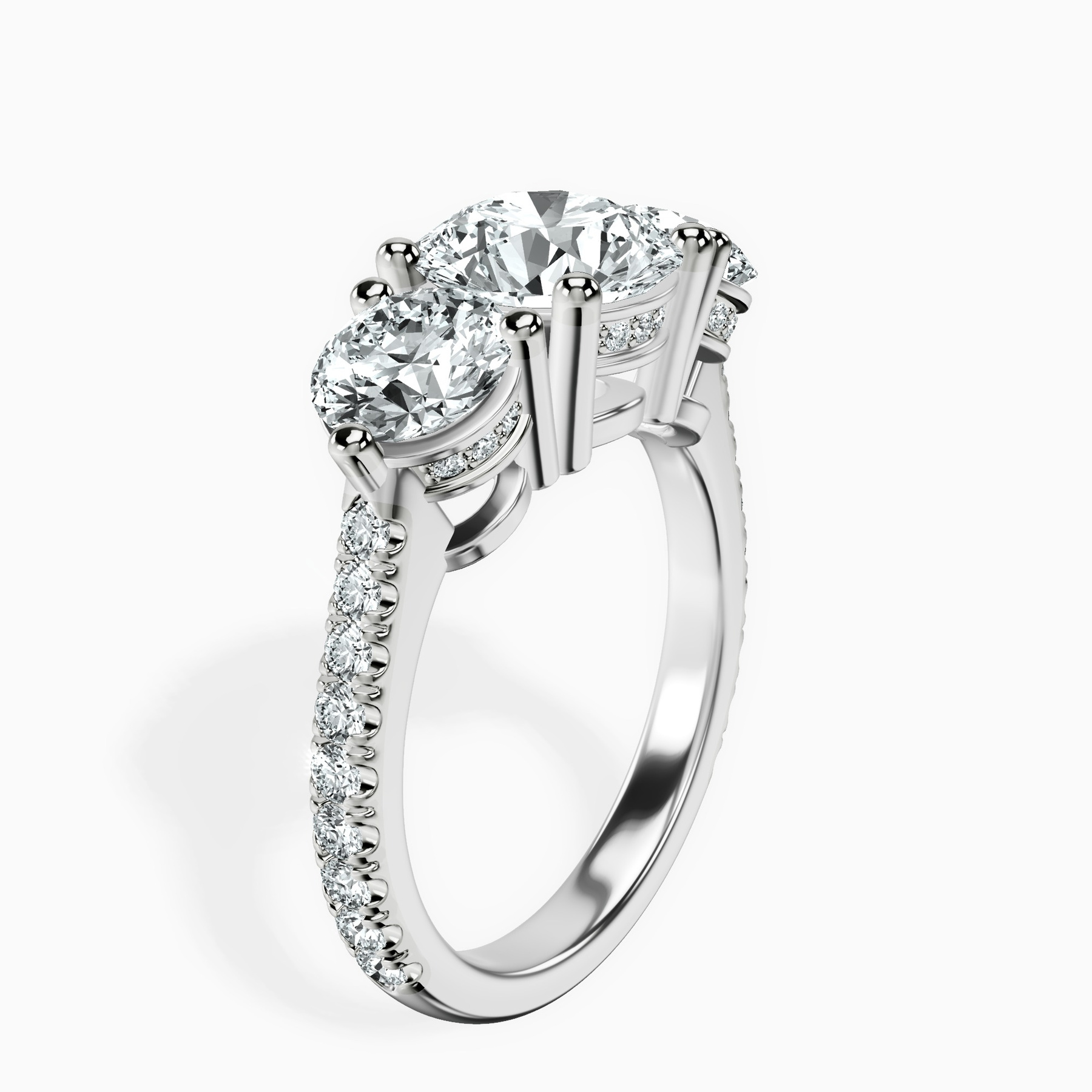 10kt White Gold Artemis Round Three Stone Lab Diamond Ring standing product image one
