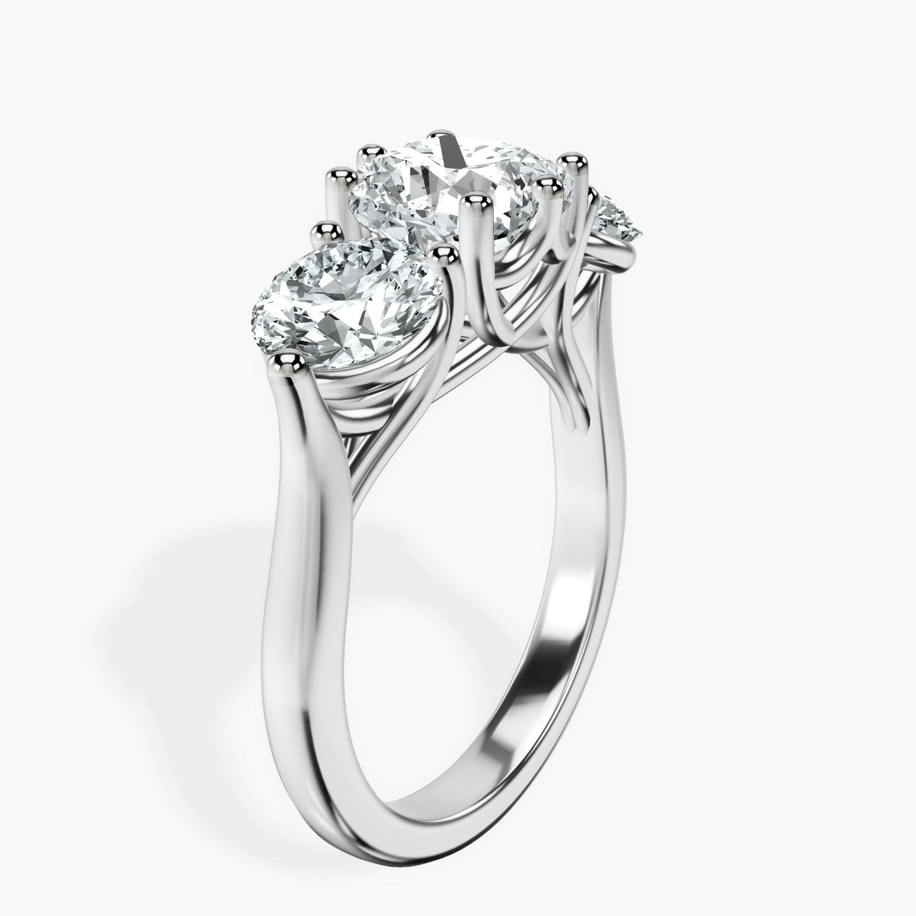 Platinum Estella Round Three Stone Lab Diamond Ring standing product image one