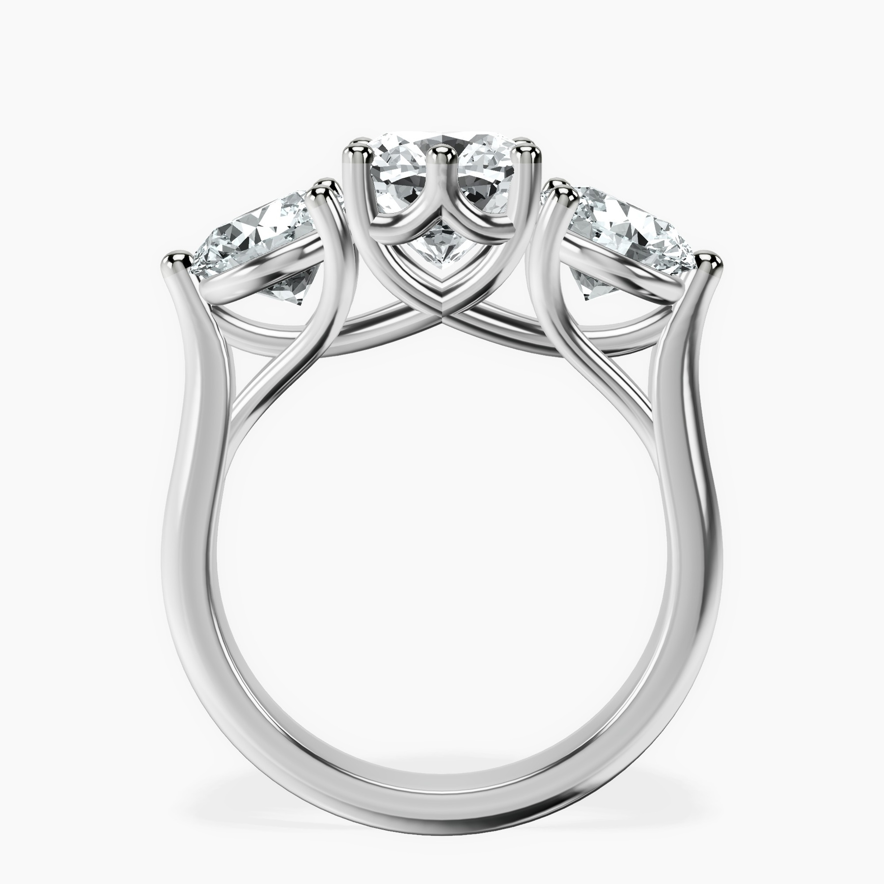 Platinum Estella Round Three Stone Lab Diamond Ring side right image one