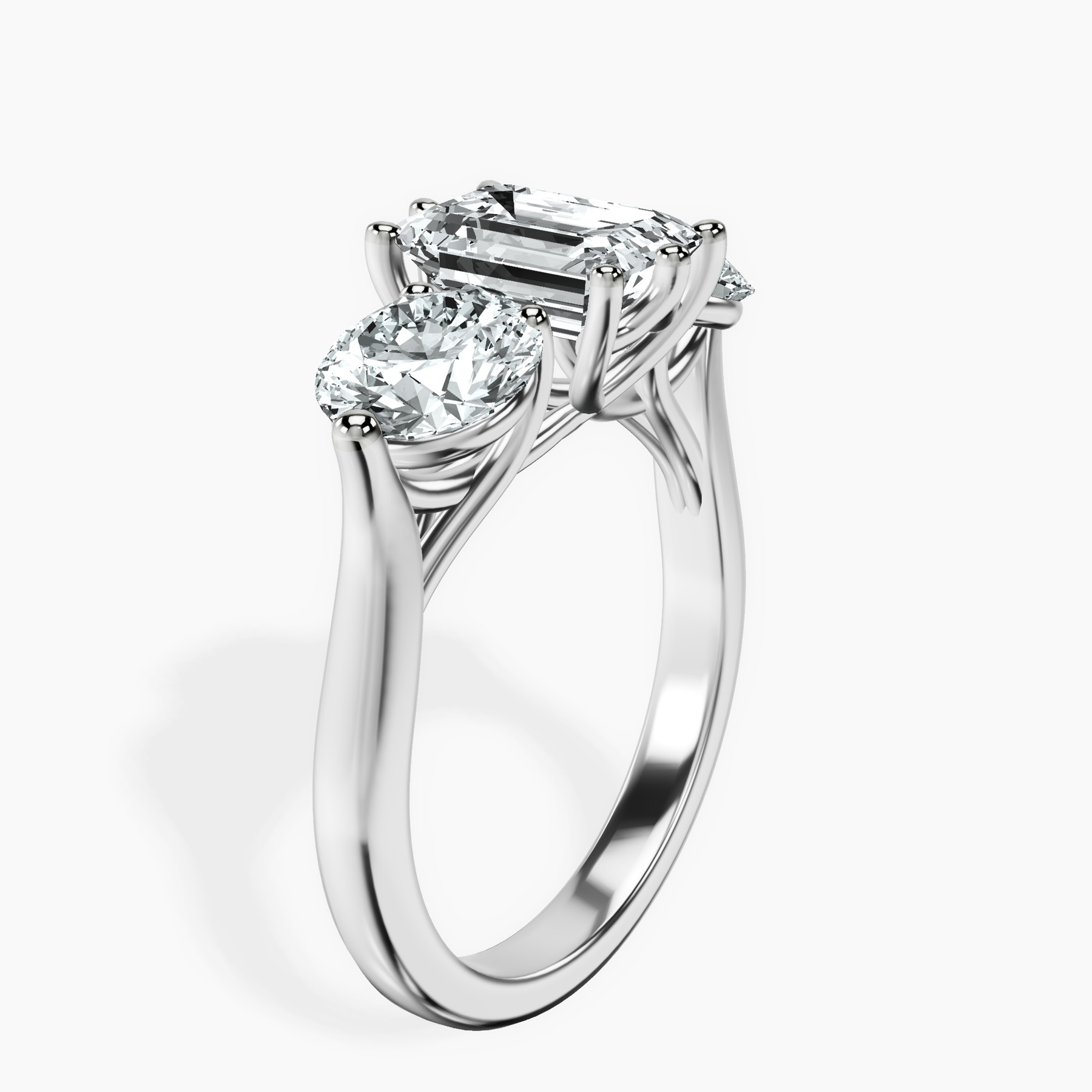 10kt White Gold Estella Round Three Stone Lab Diamond Ring standing product image one