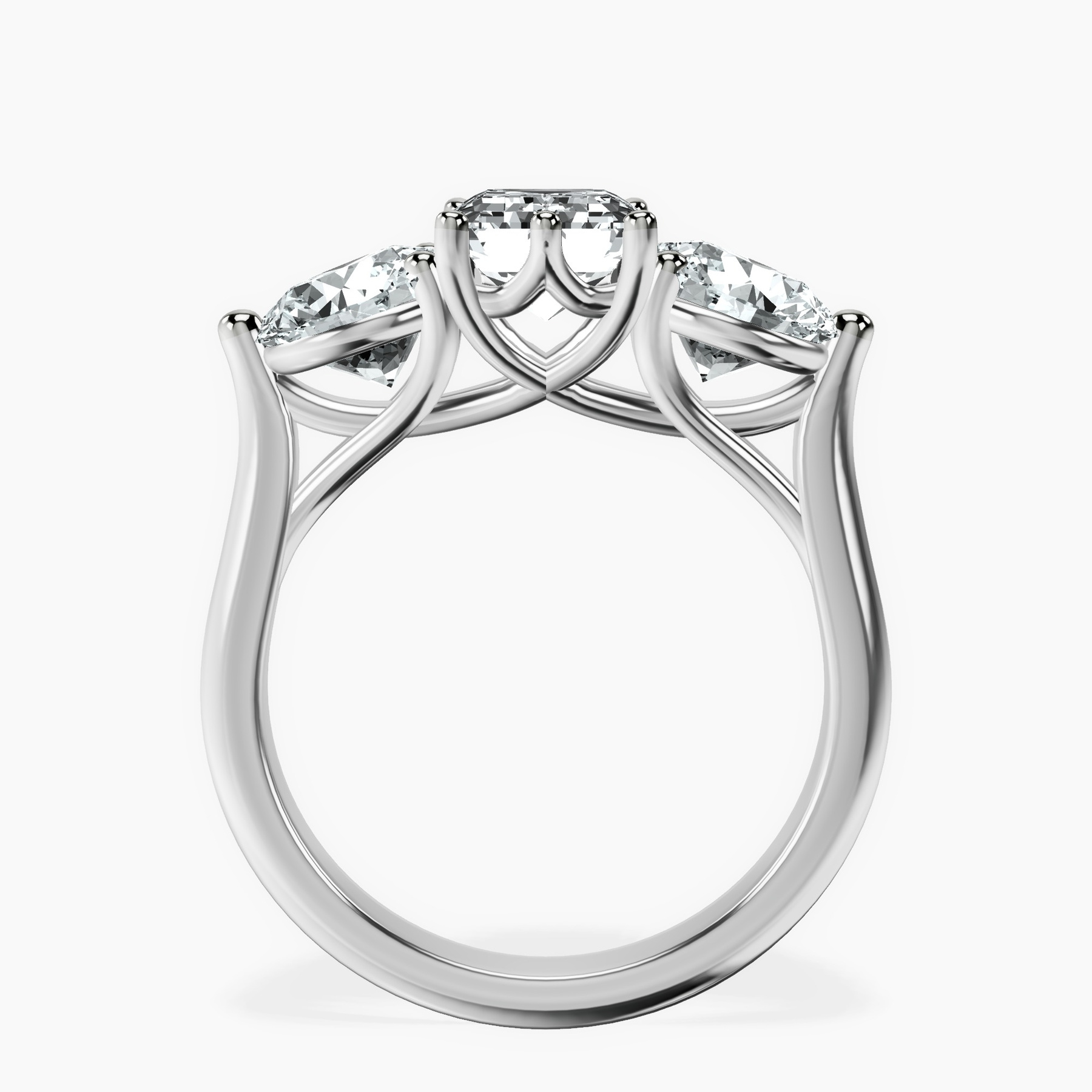 10kt White Gold Estella Round Three Stone Lab Diamond Ring side right image one