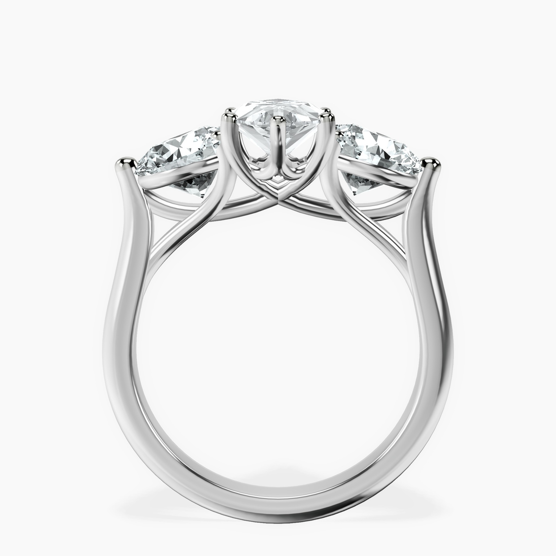 10kt White Gold Estella Round Three Stone Lab Diamond Ring side right image one