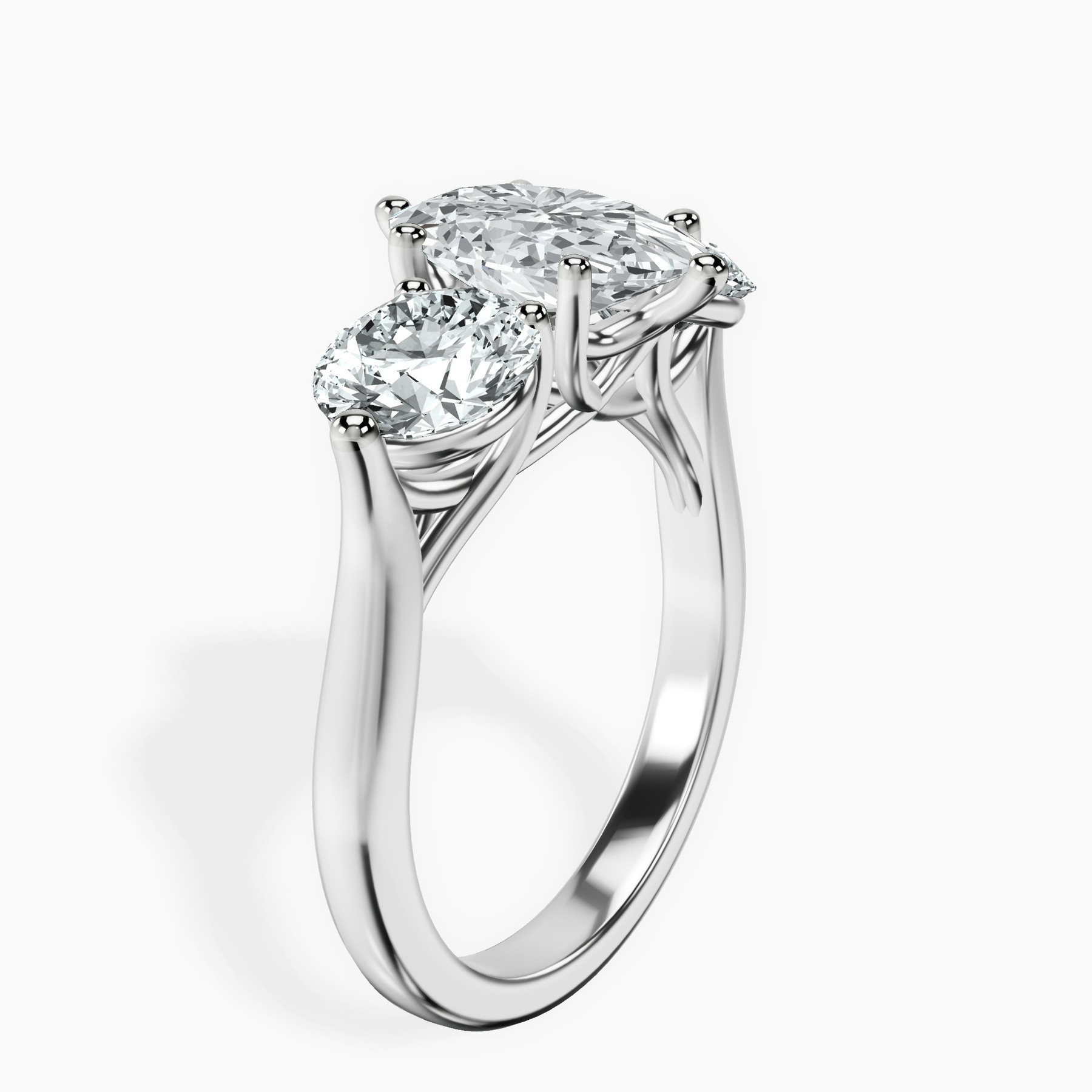 10kt White Gold Estella Round Three Stone Lab Diamond Ring standing product image one