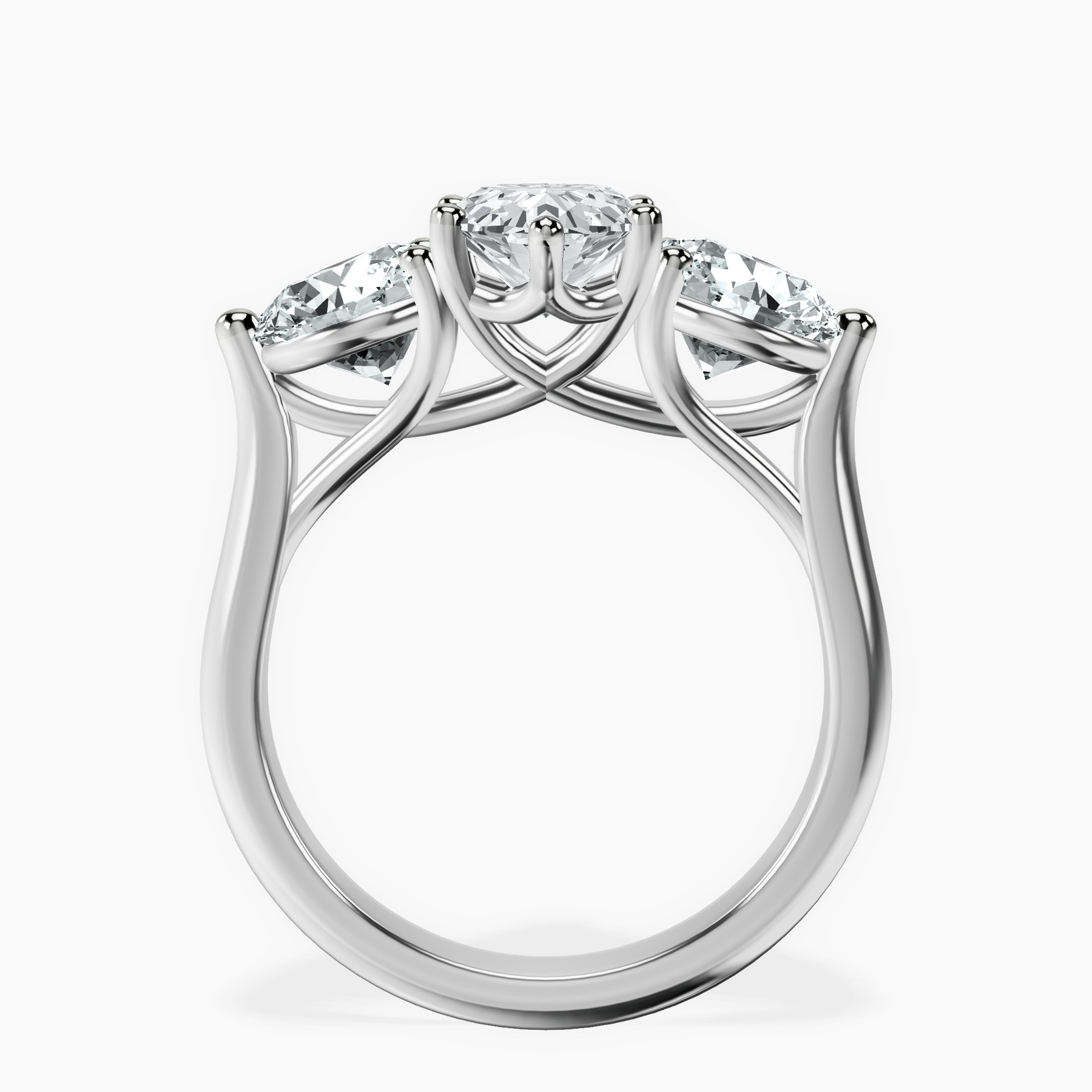 10kt White Gold Estella Round Three Stone Lab Diamond Ring side right image one