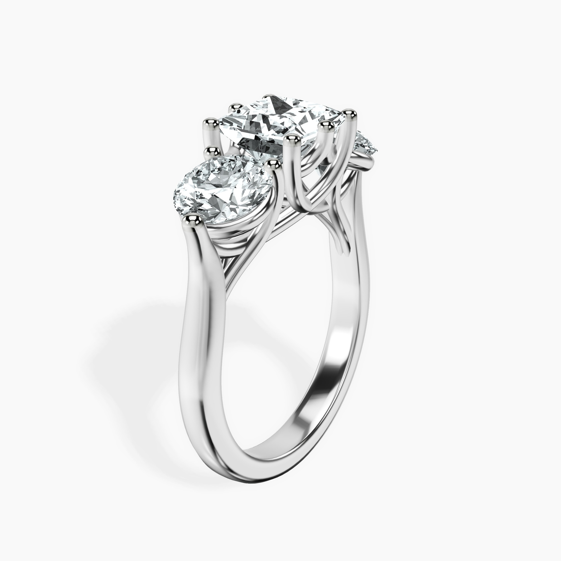 10kt White Gold Estella Round Three Stone Lab Diamond Ring standing product image one