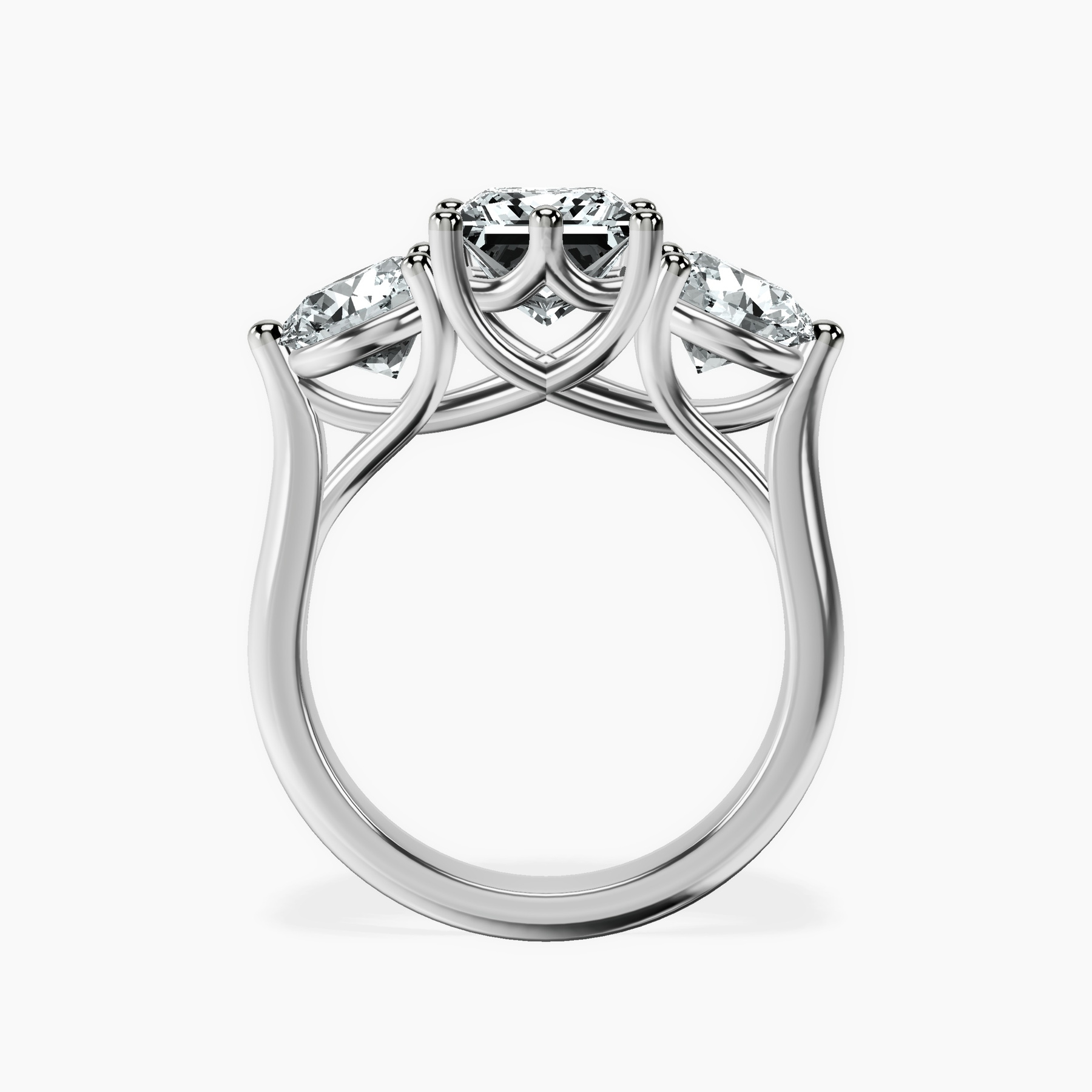 10kt White Gold Estella Round Three Stone Lab Diamond Ring side right image one