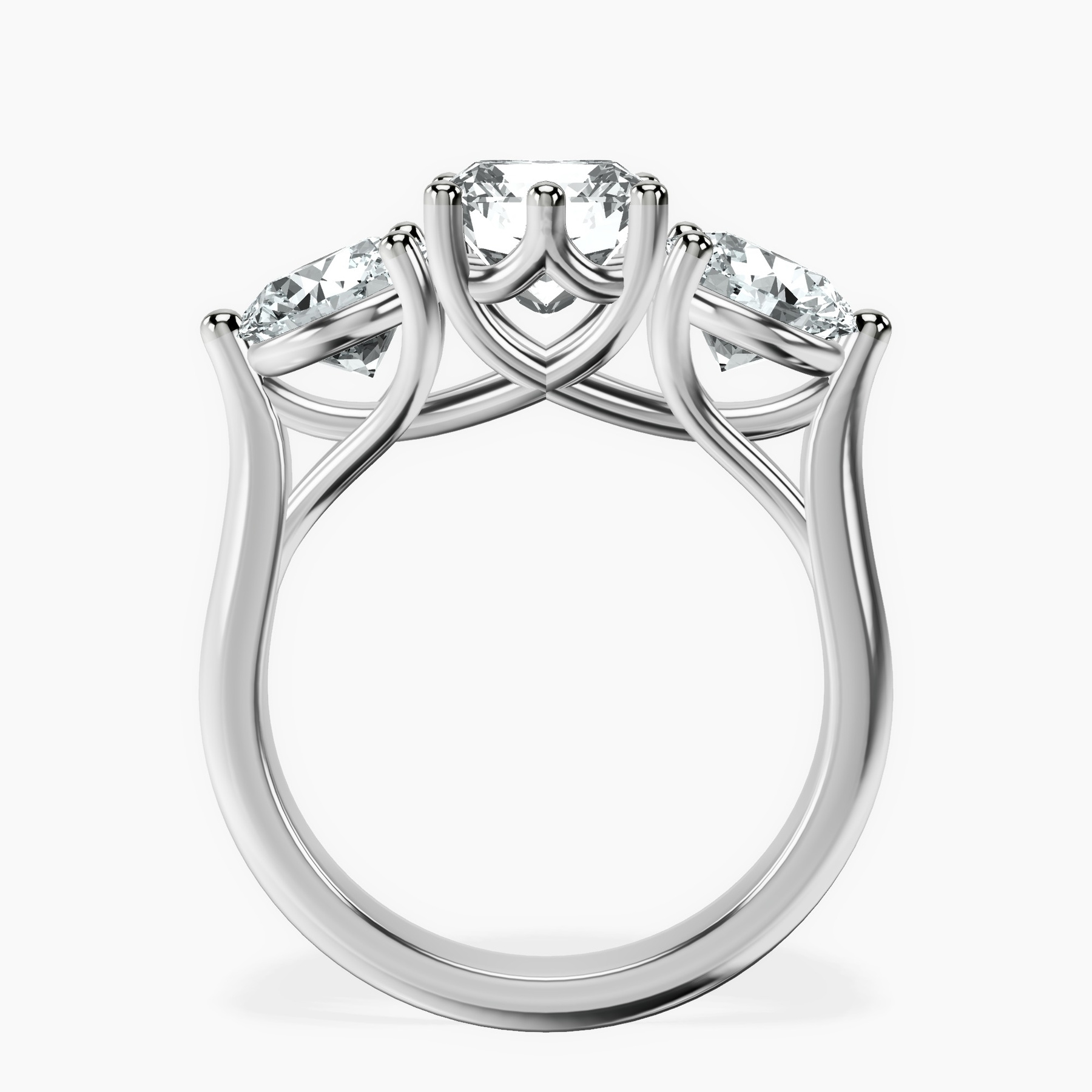 10kt White Gold Estella Round Three Stone Lab Diamond Ring side right image one