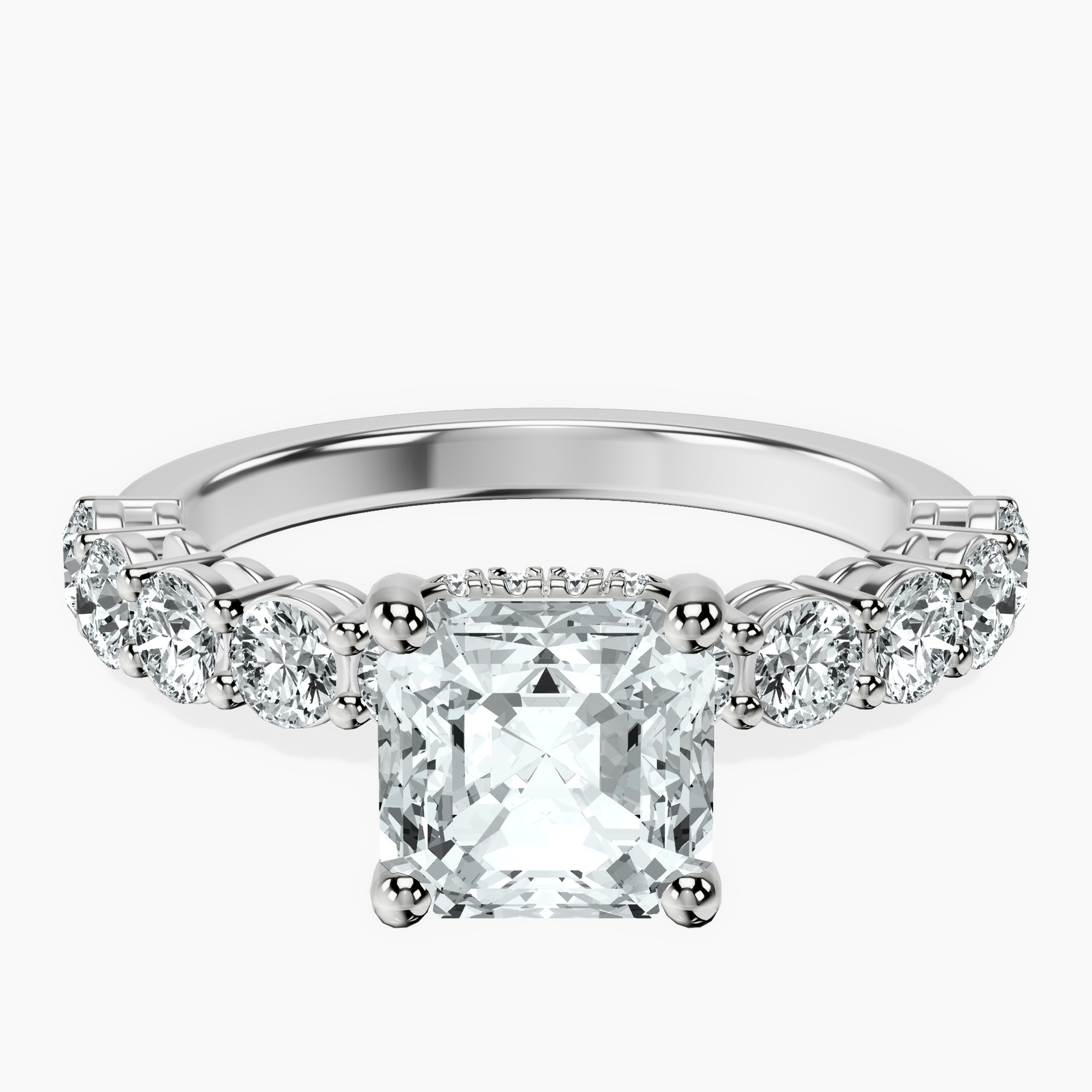 2.91 ct. asscher Elinor Side Round Lab Diamond Ring in platinum rtr top