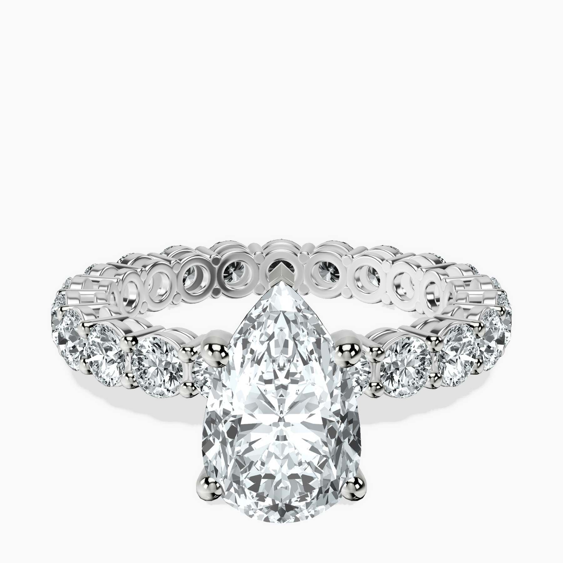 2.81 ct. pear Georgiana Side Round Lab Diamond Ring in 18kt white gold rtr top