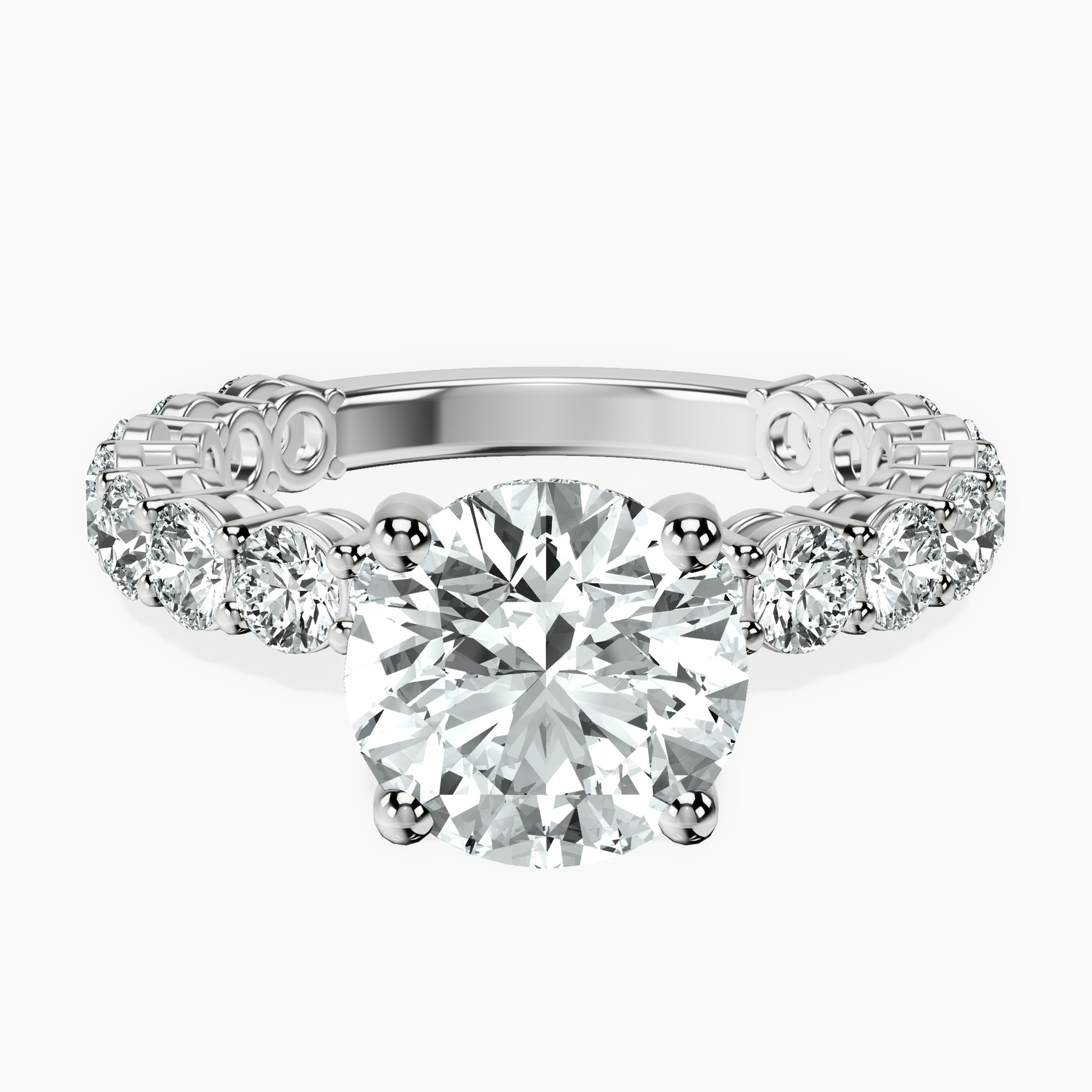 1.41 ct. round Arabella Side Round Lab Diamond Ring in 14kt white gold rtr top