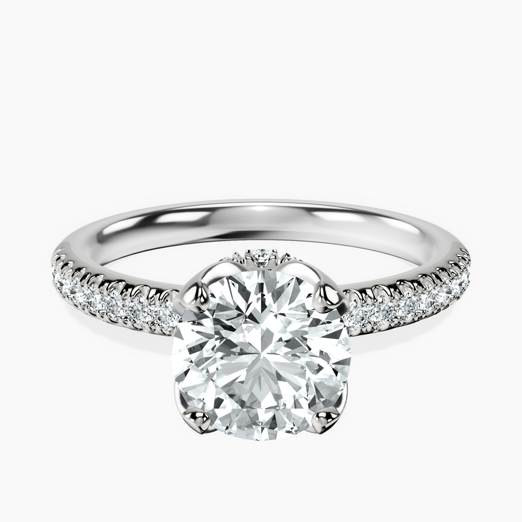 2.82 ct. round Galen Secret Halo Ring in platinum rtr top