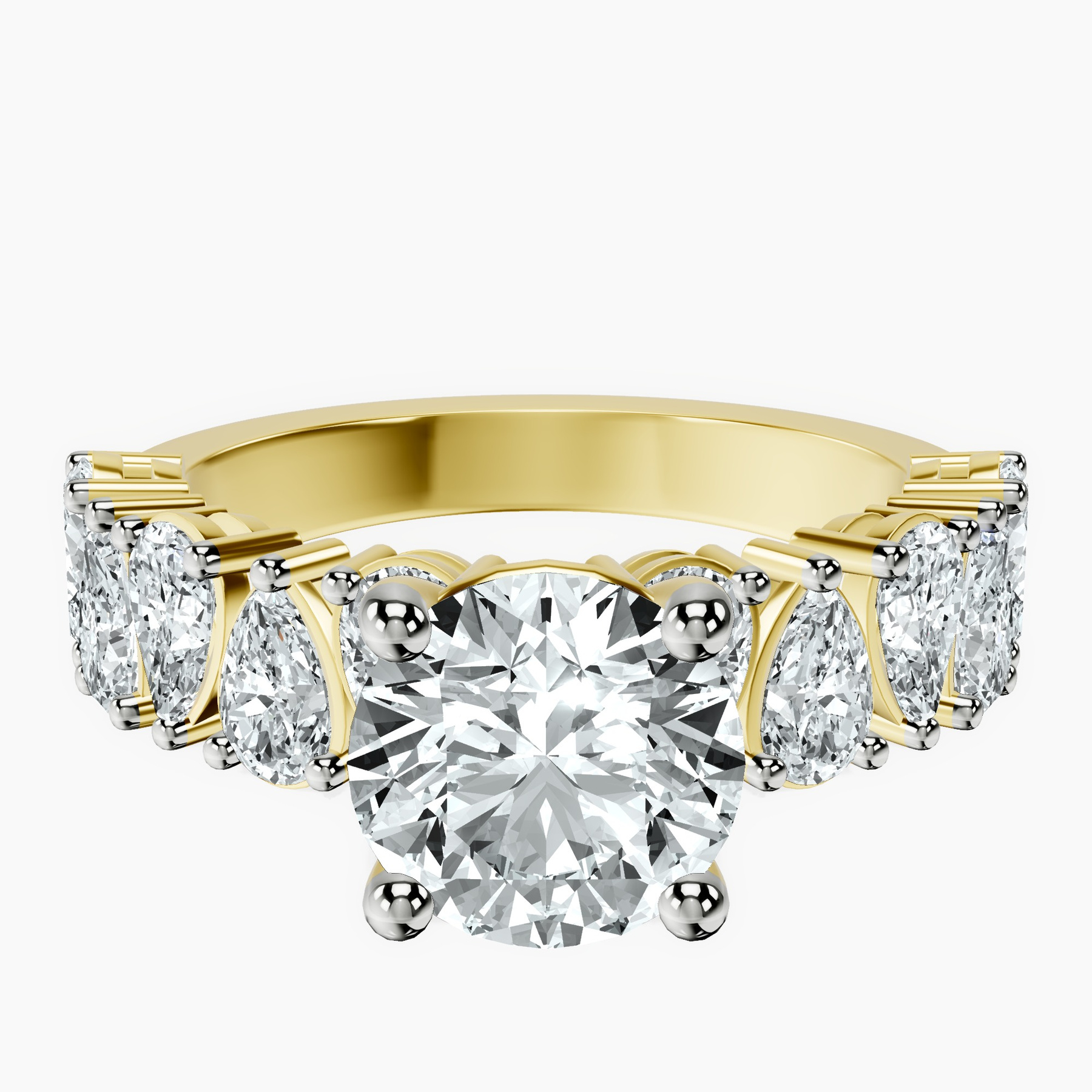 1.41 ct. round Adeline Side Pear Lab Diamond Ring in 10kt yellow gold rtr top
