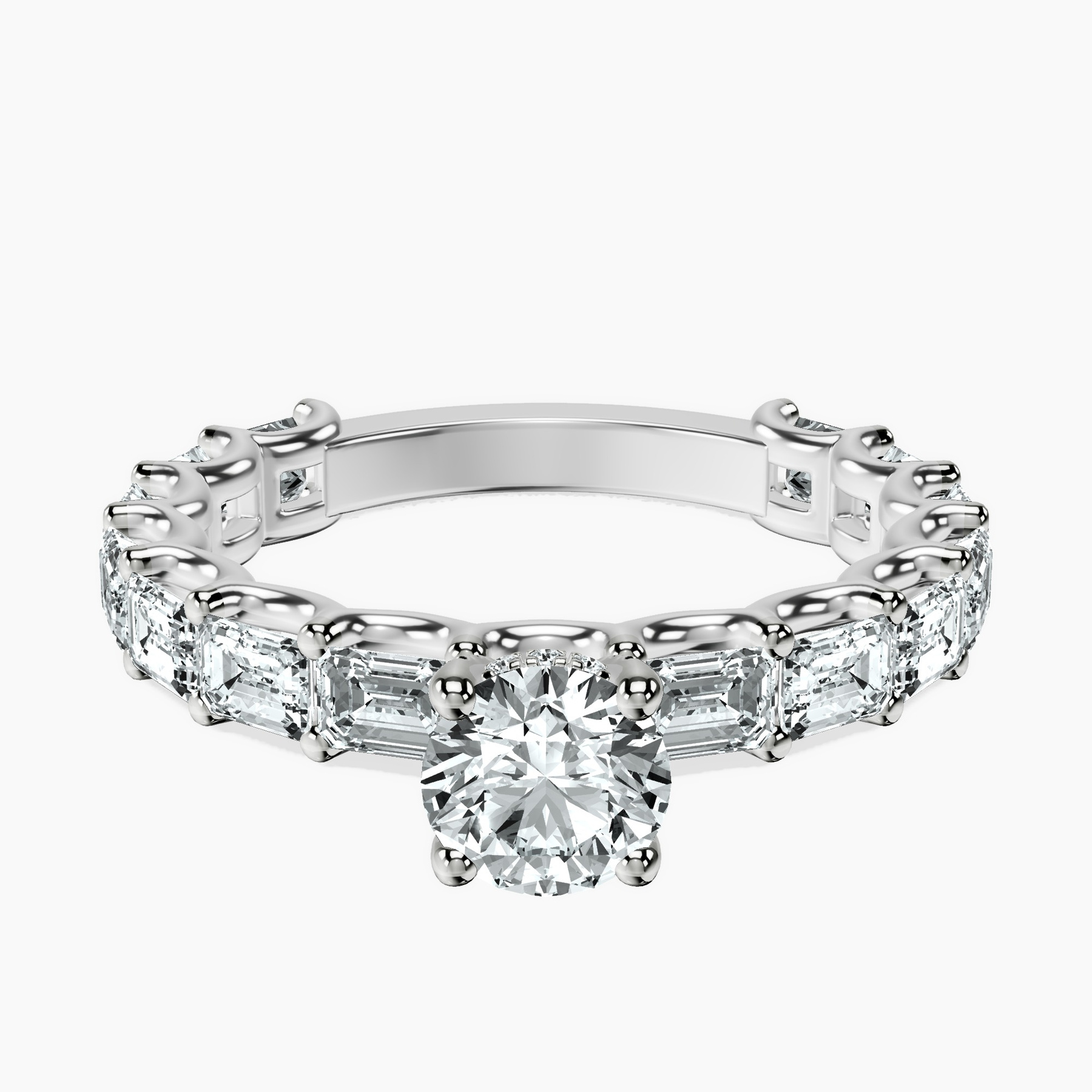 Platinum Giselle Side Emerald Lab Diamond Ring front image