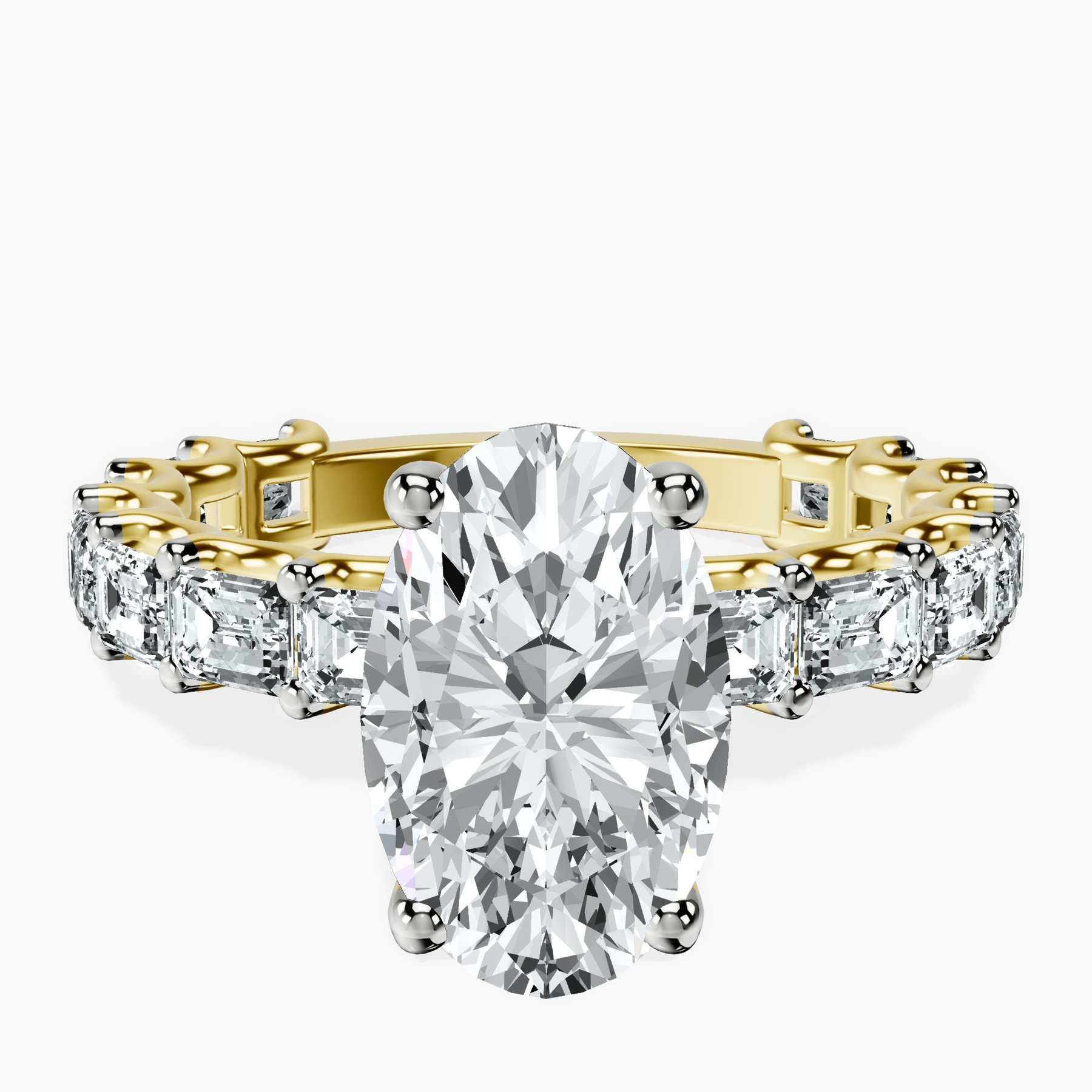 2.06 ct. oval Giselle Side Emerald Lab Diamond Ring in 18kt yellow gold rtr top