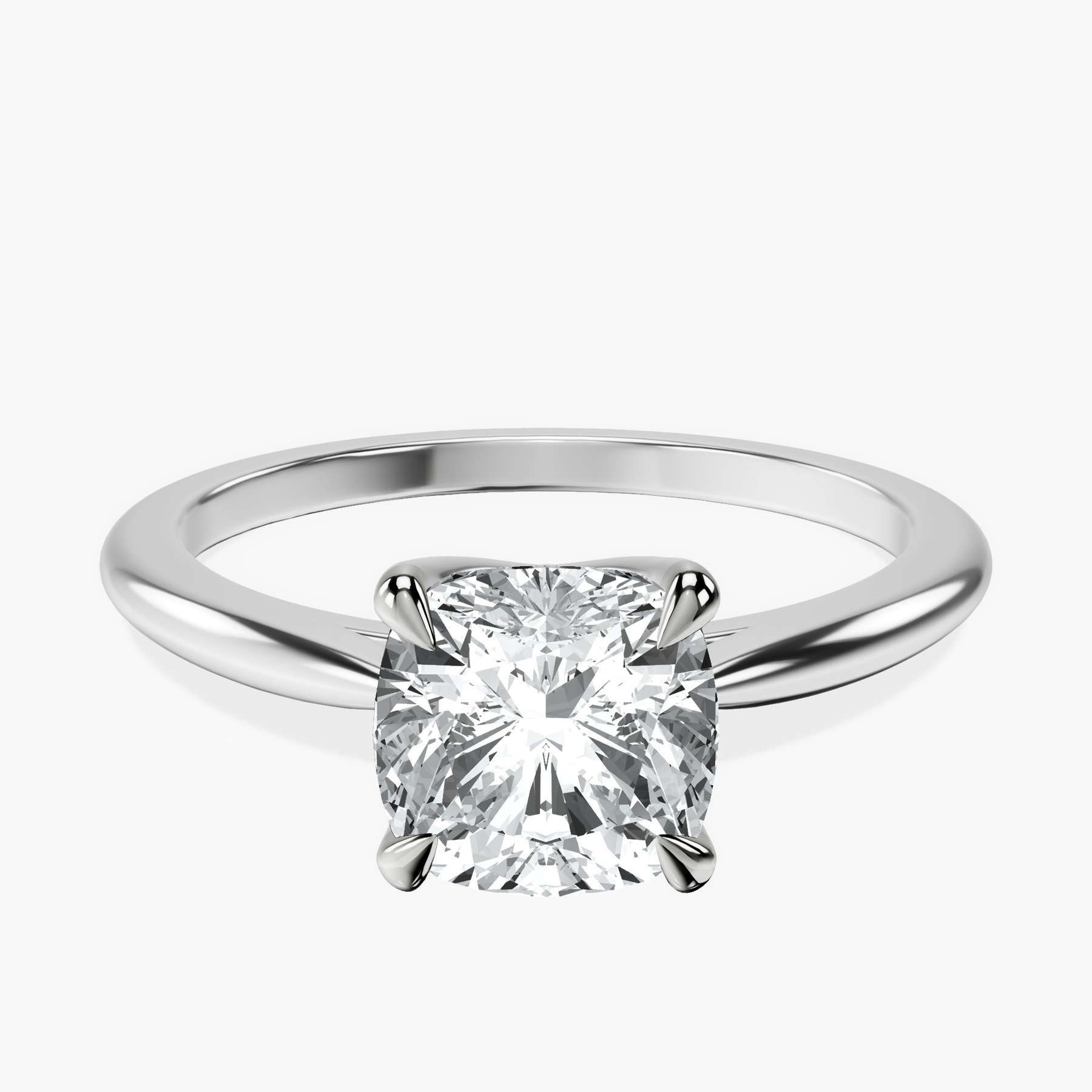 10kt White Gold Azalea Classic Solitaire 1.5mm Lab Diamond Ring rtr top