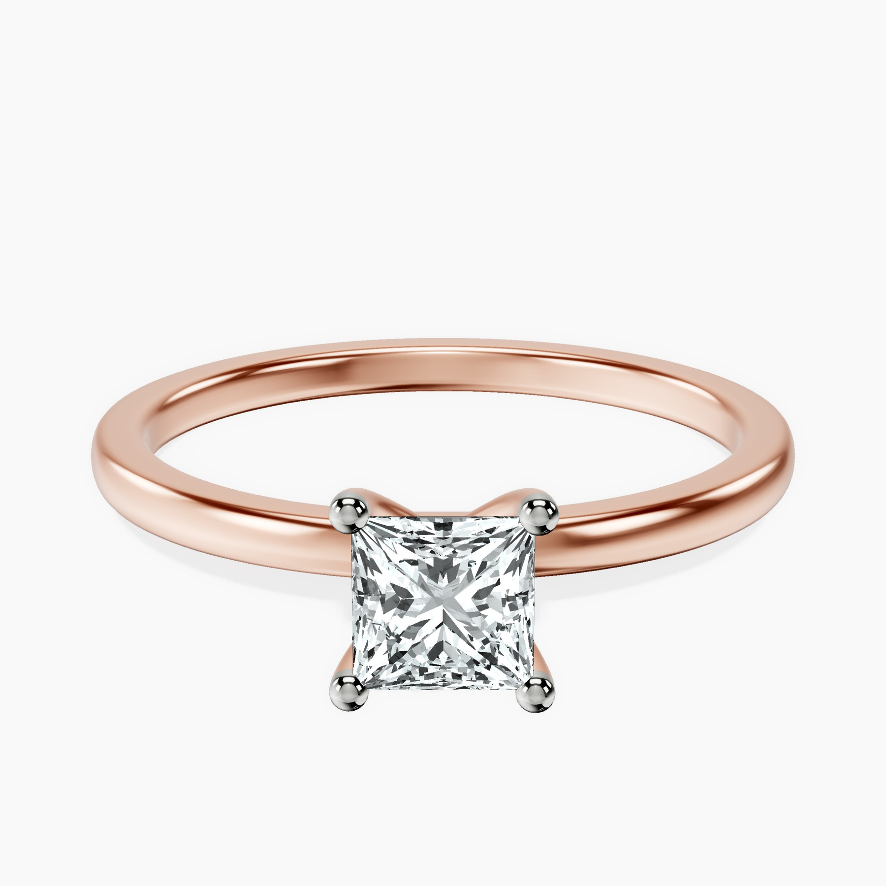 10kt Rose Gold Four Prong Solitaire 1.5mm Lab Diamond Ring front image
