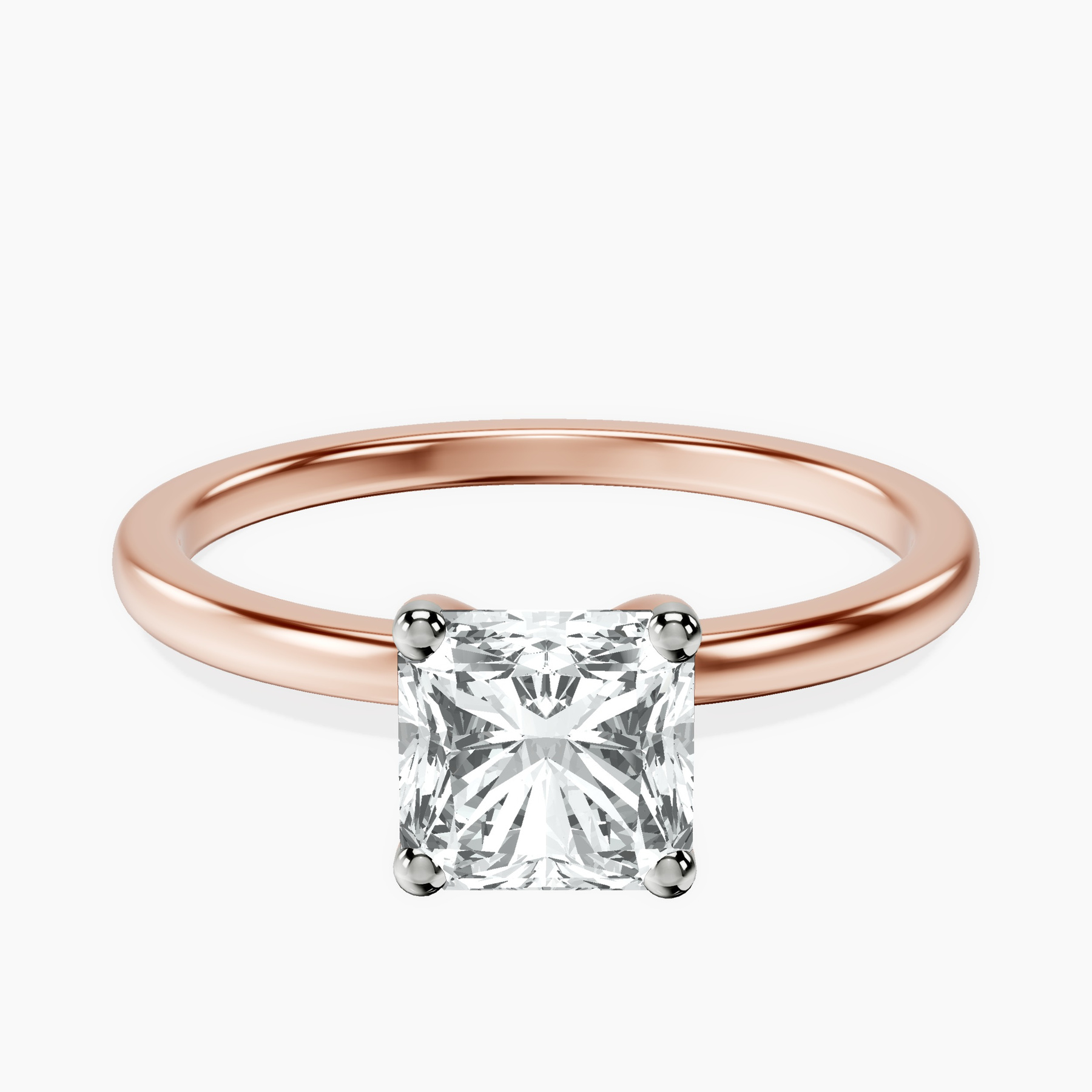 10kt Rose Gold Four Prong Solitaire 1.5mm Lab Diamond Ring front image