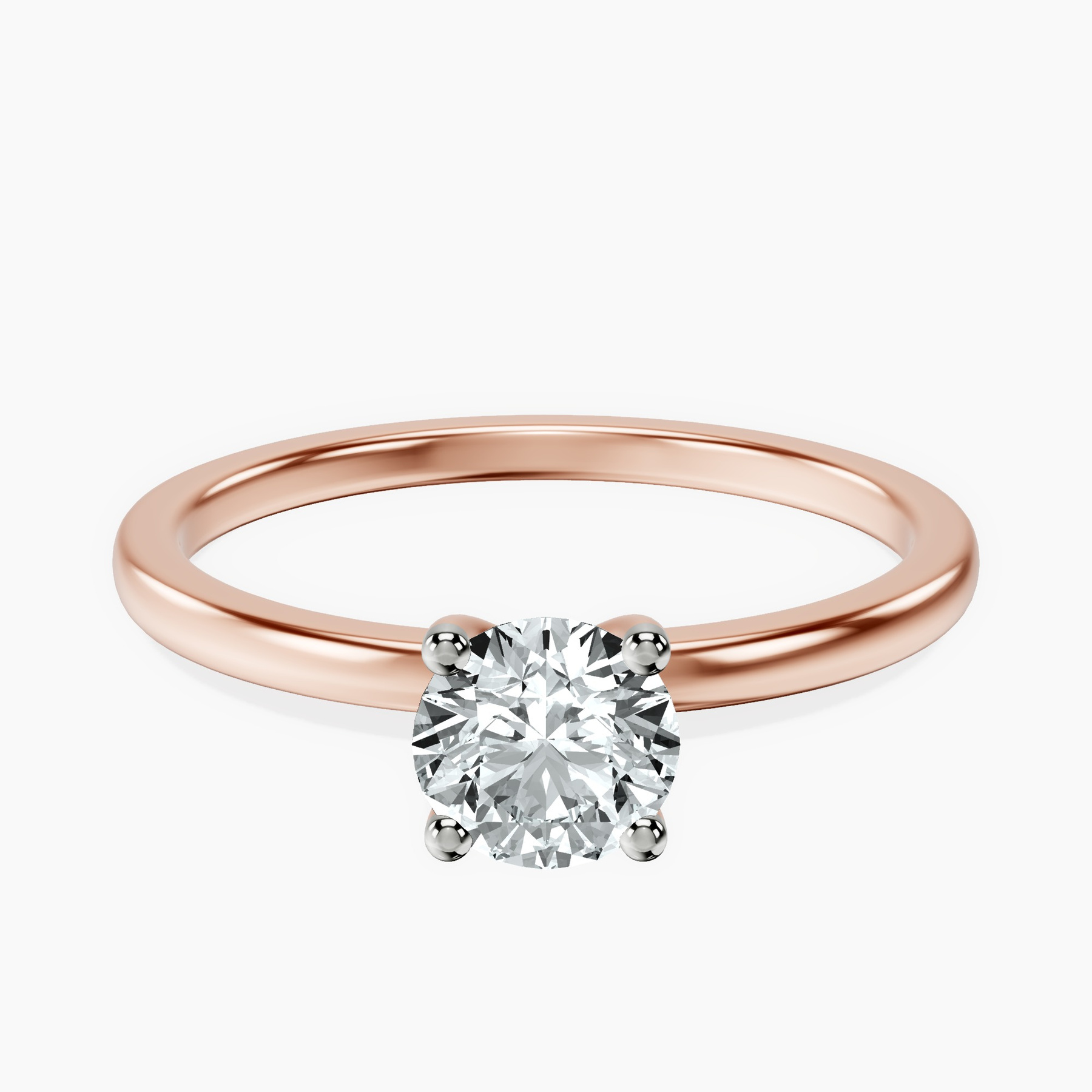 10kt Rose Gold Four Prong Solitaire 1.5mm Lab Diamond Ring front image