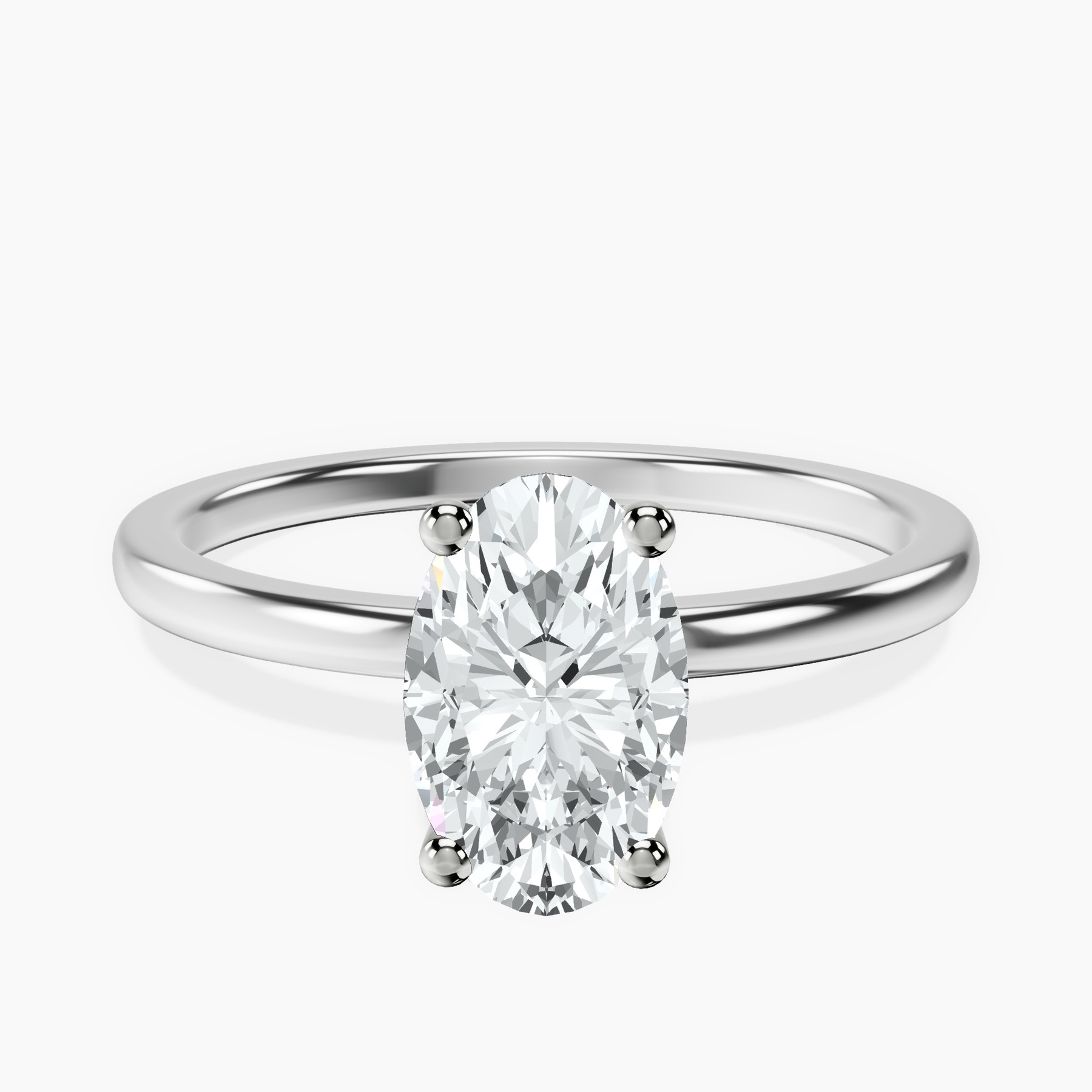 10kt White Gold Four Prong Solitaire 1.5mm Lab Diamond Ring front image
