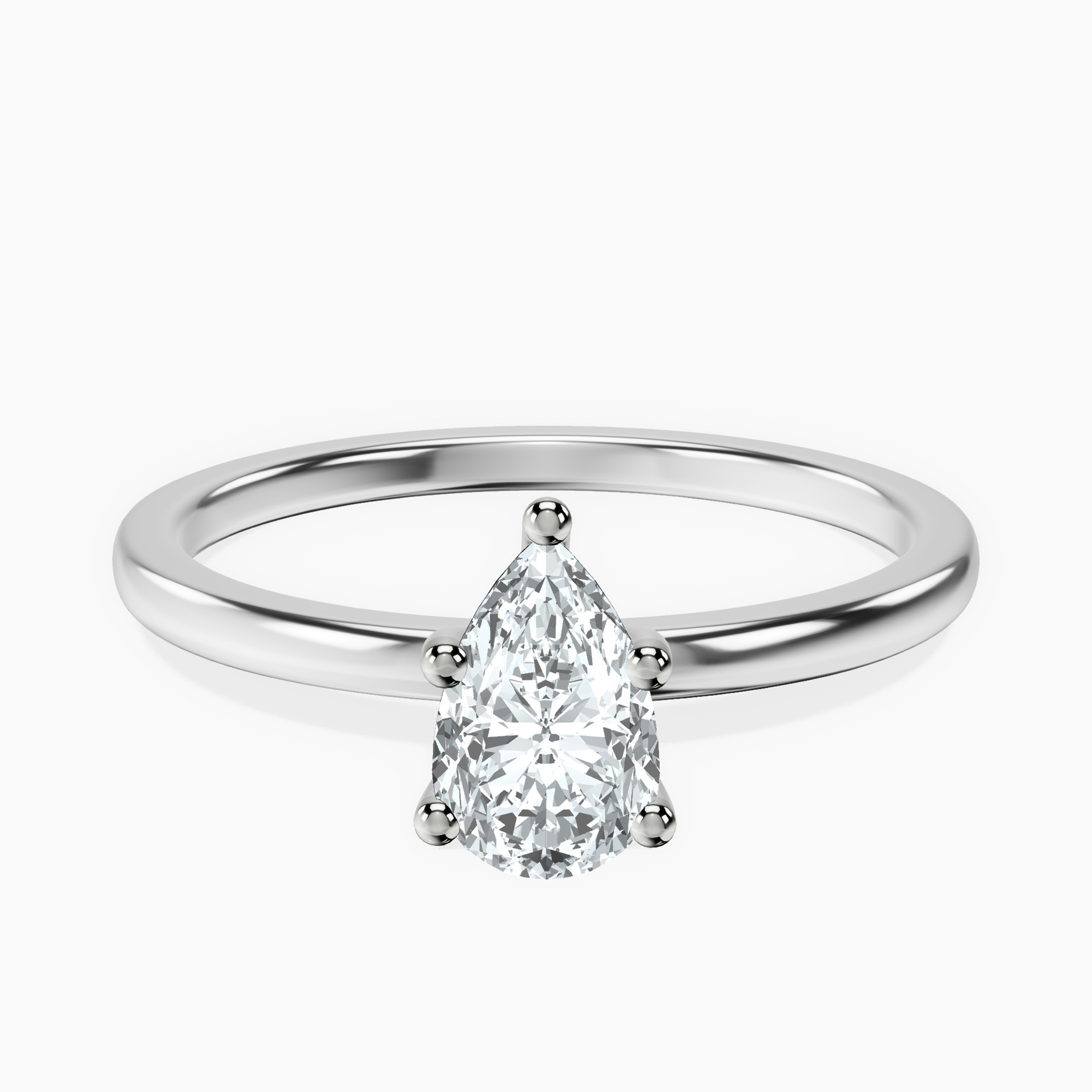 10kt White Gold Four Prong Solitaire 1.5mm Lab Diamond Ring front image