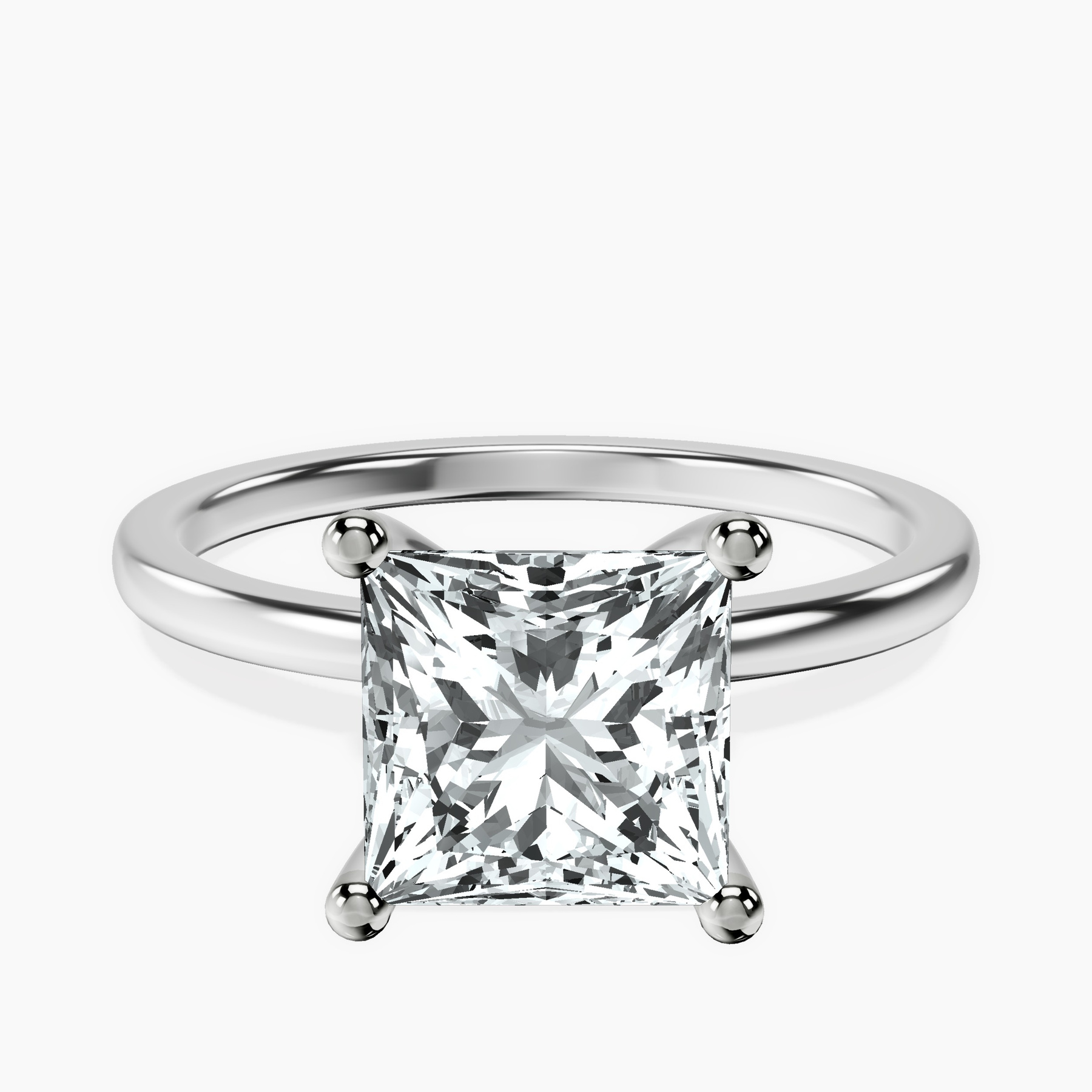 10kt White Gold Four Prong Solitaire 1.5mm Lab Diamond Ring front image