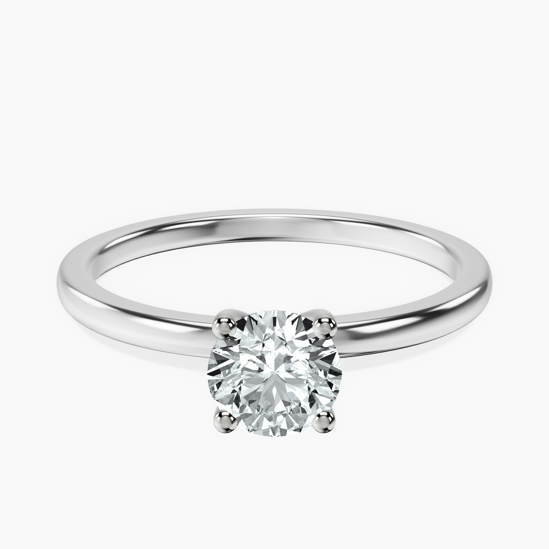 14kt White Gold Four Prong Solitaire 1.5mm Lab Diamond Ring front image