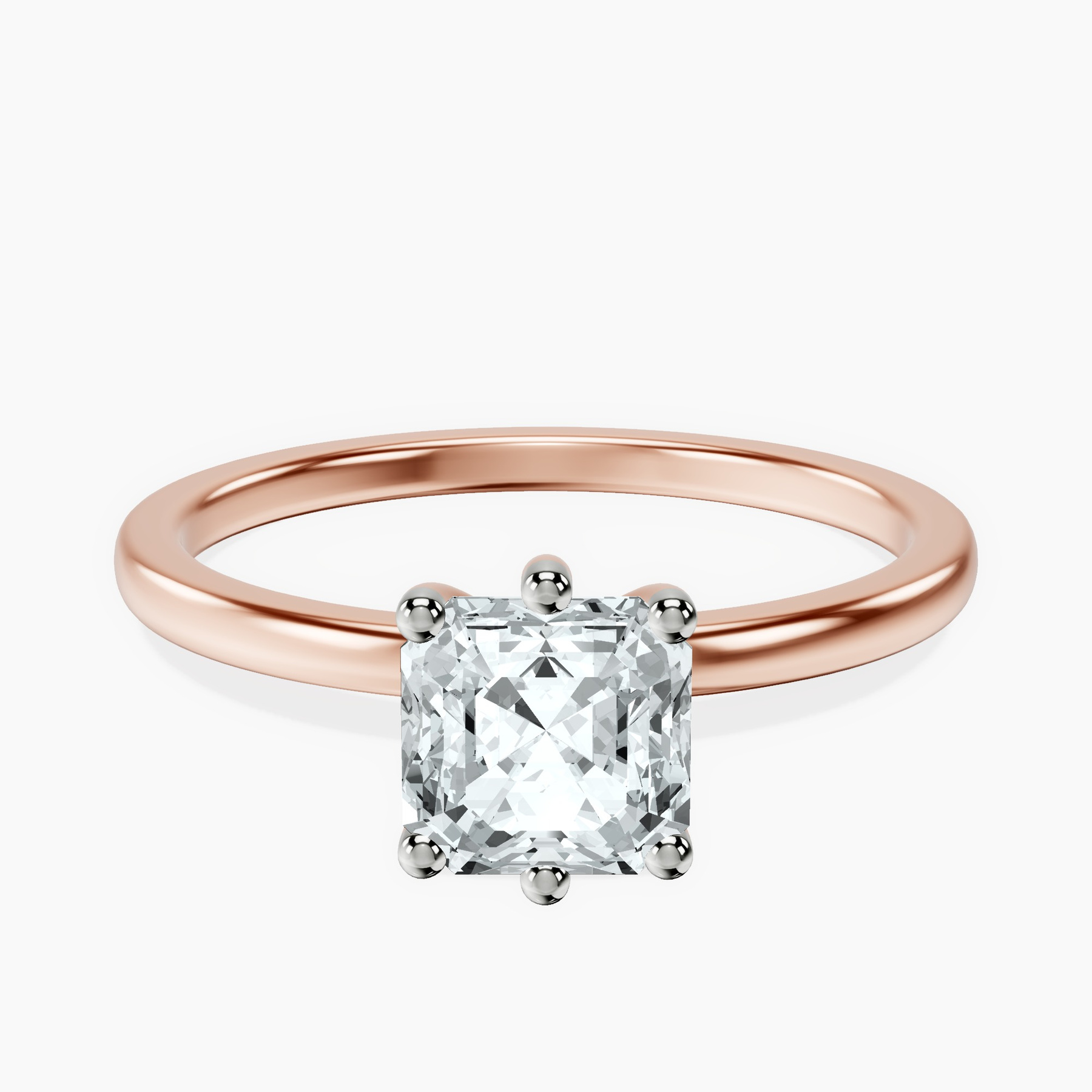 18kt Rose Gold Six Prong Solitaire 1.5mm Lab Diamond Ring front image