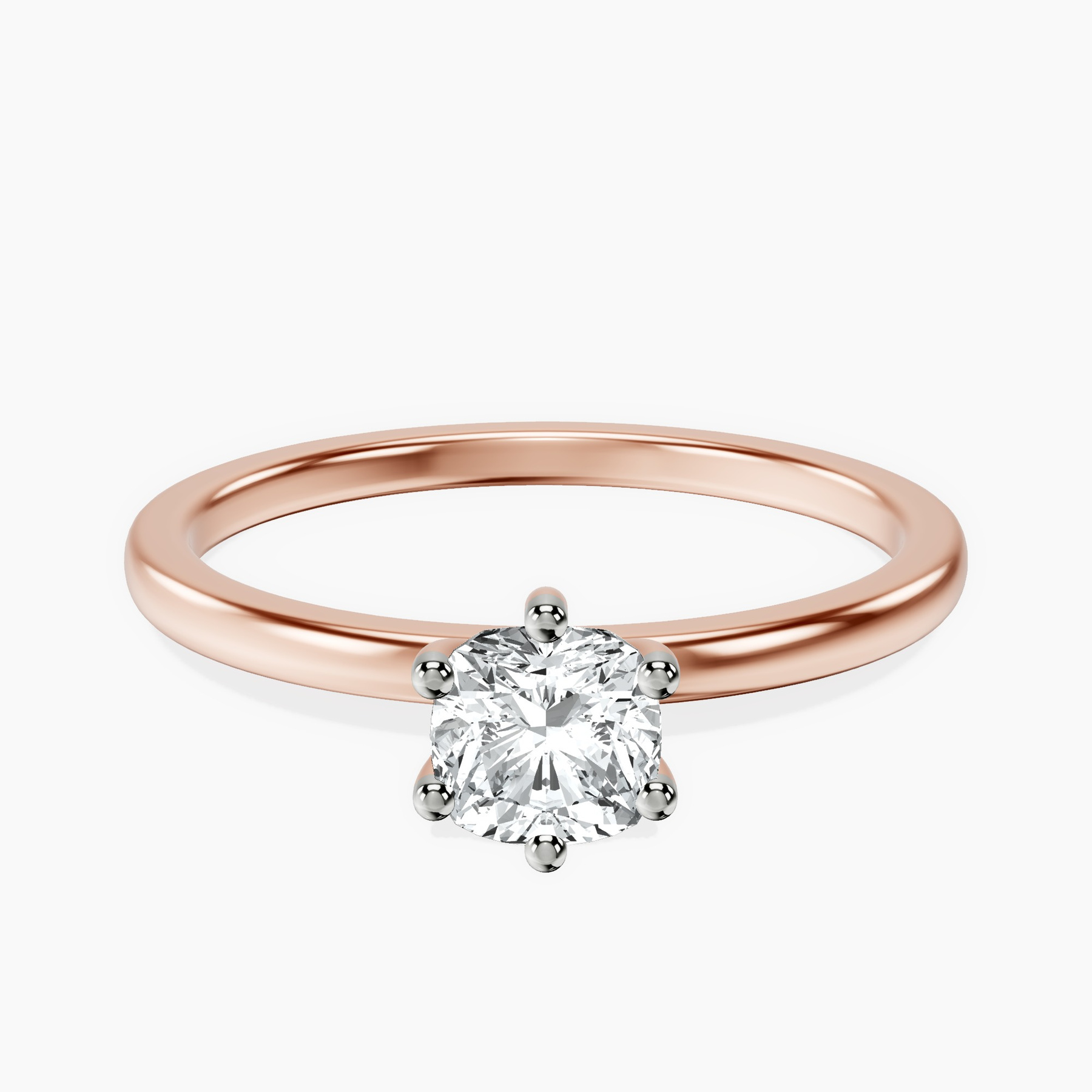 14kt Rose Gold Six Prong Solitaire 1.5mm Lab Diamond Ring front image