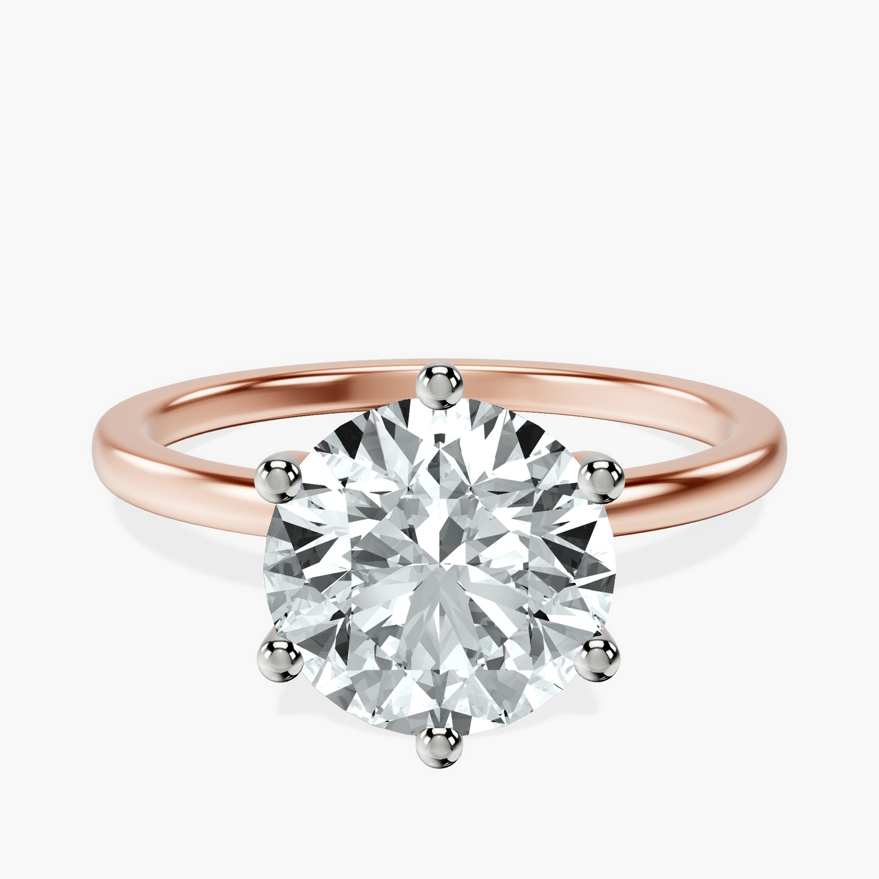 2.82 ct. round Six Prong Ring in 18kt rose gold rtr top
