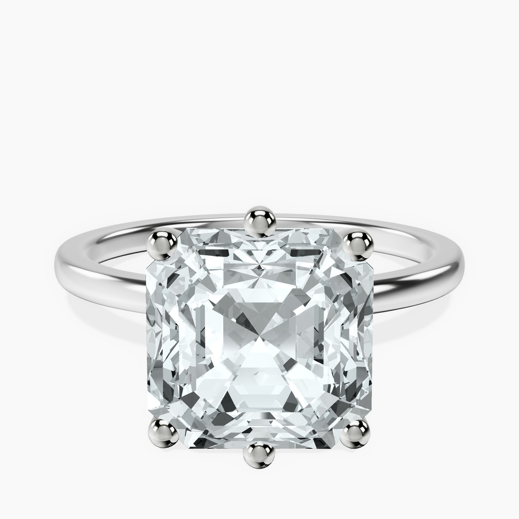 18kt White Gold Six Prong Solitaire 1.5mm Lab Diamond Ring front image