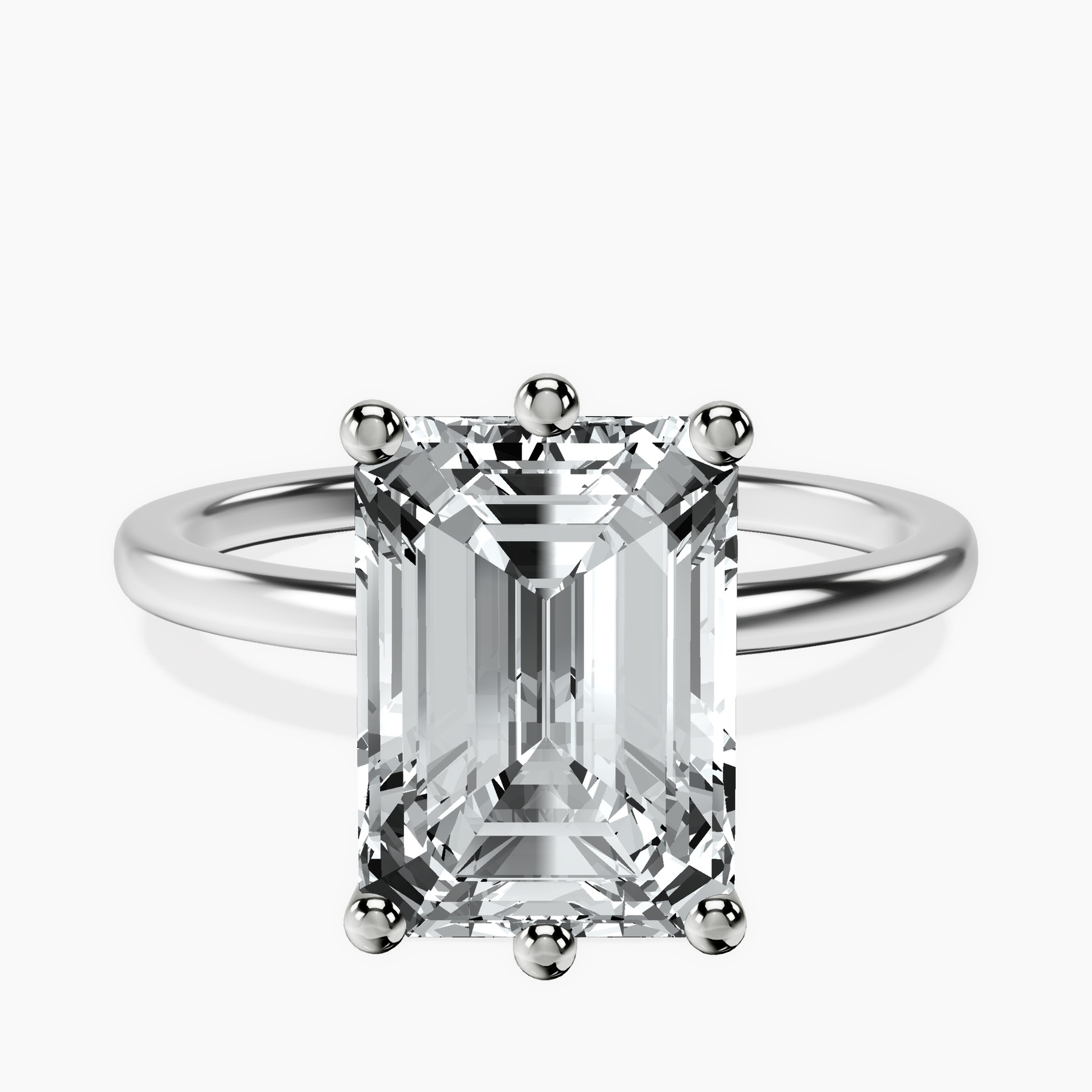 18kt White Gold Six Prong Solitaire 1.5mm Lab Diamond Ring front image
