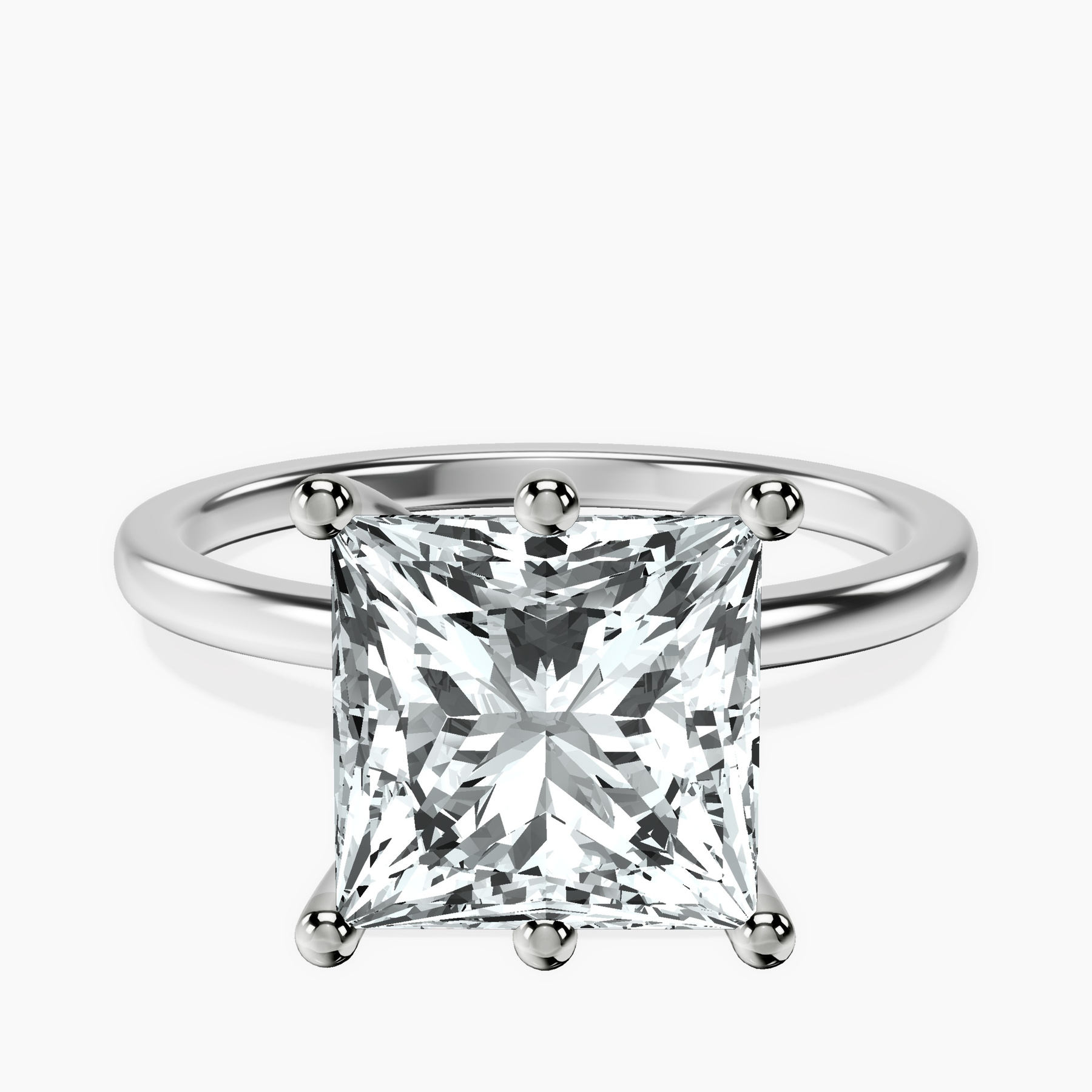 18kt White Gold Six Prong Solitaire 1.5mm Lab Diamond Ring front image