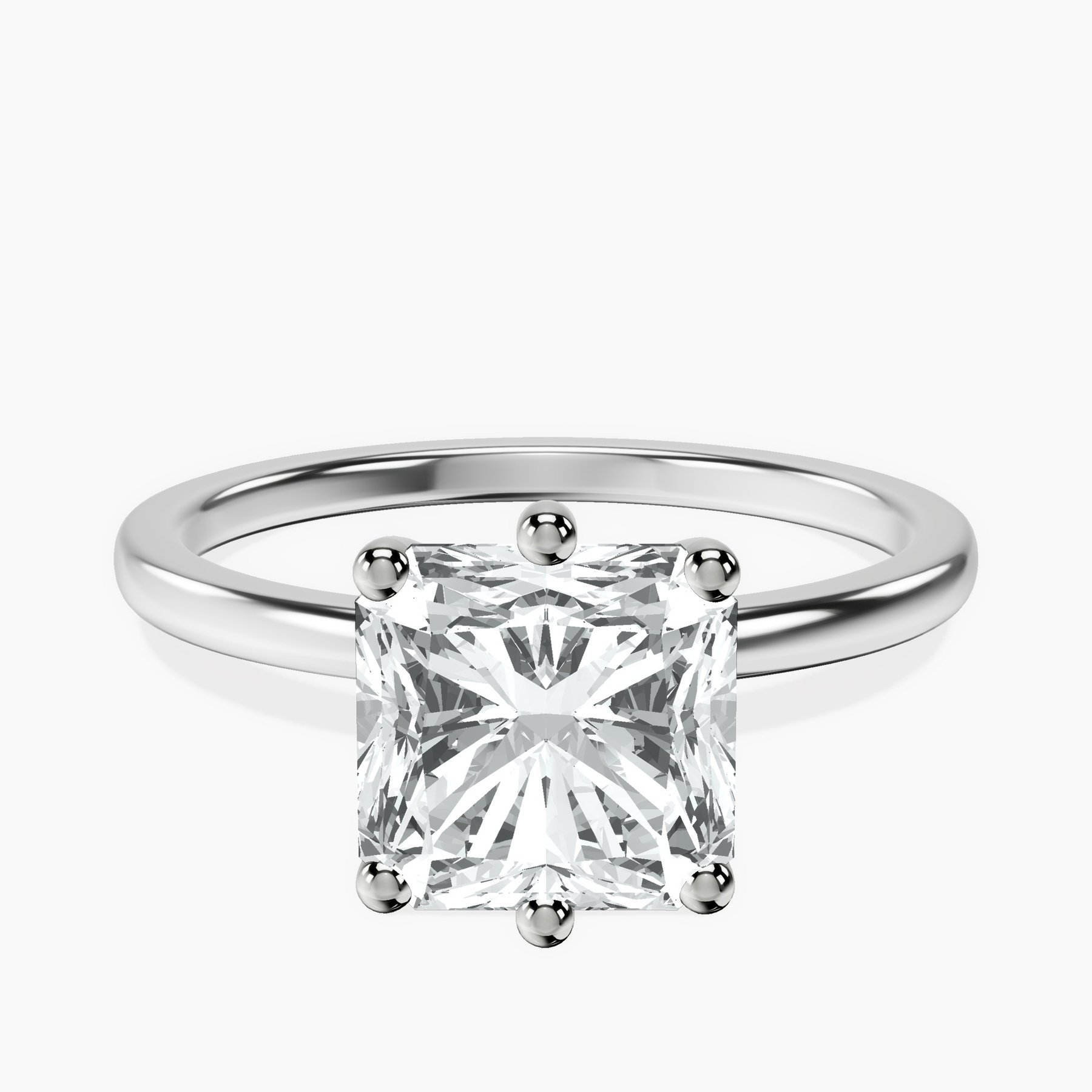 10kt White Gold Six Prong Solitaire 1.5mm Lab Diamond Ring front image
