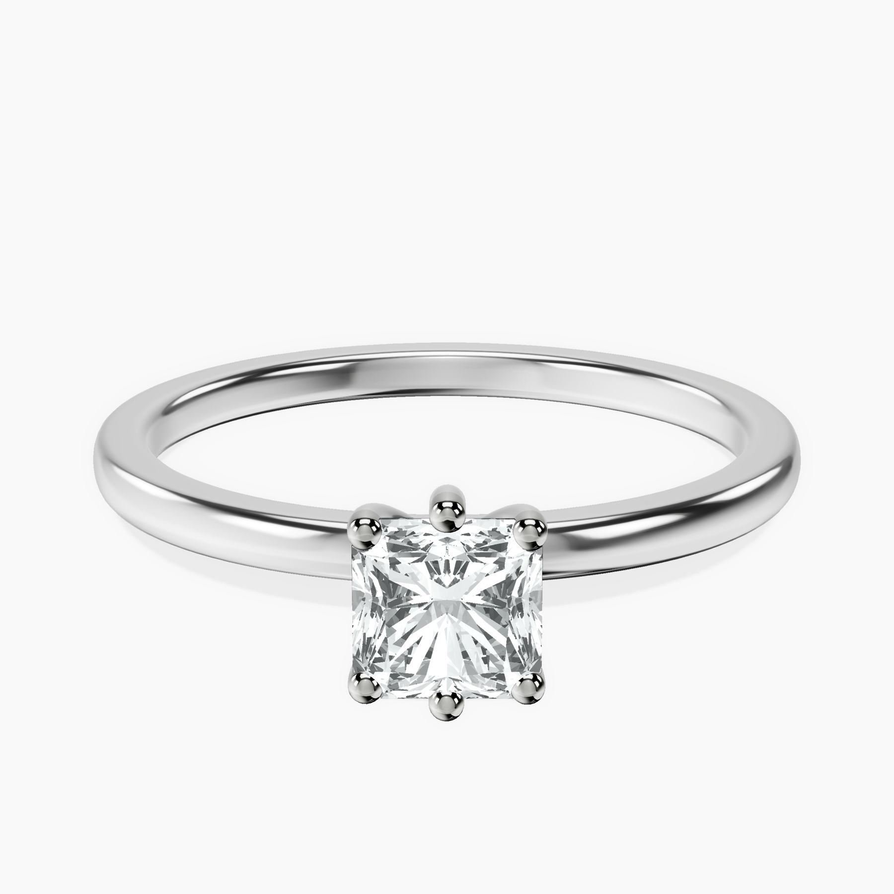 10kt White Gold Six Prong Solitaire 1.5mm Lab Diamond Ring front image