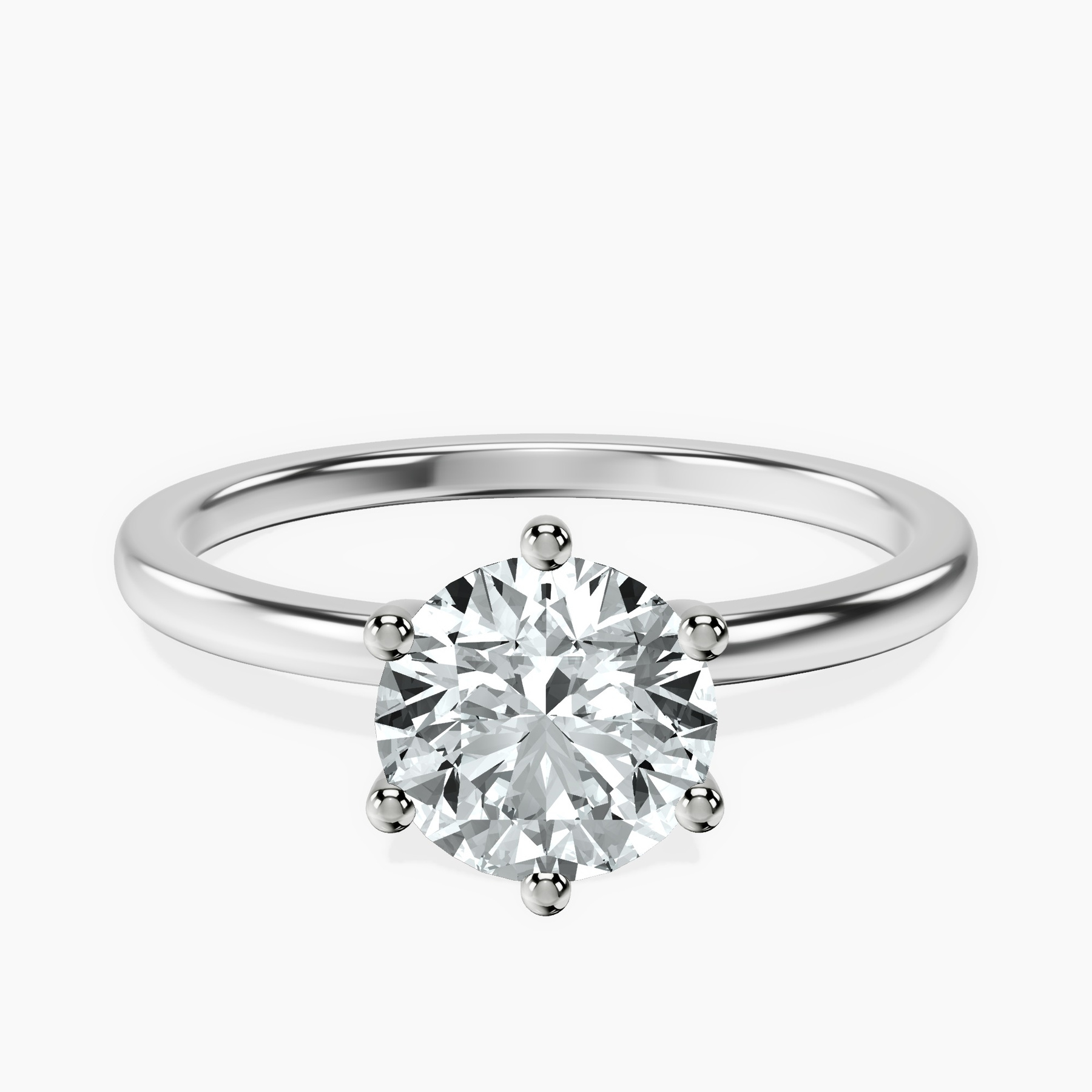 Platinum Six Prong Solitaire 1.5mm Lab Diamond Ring front image