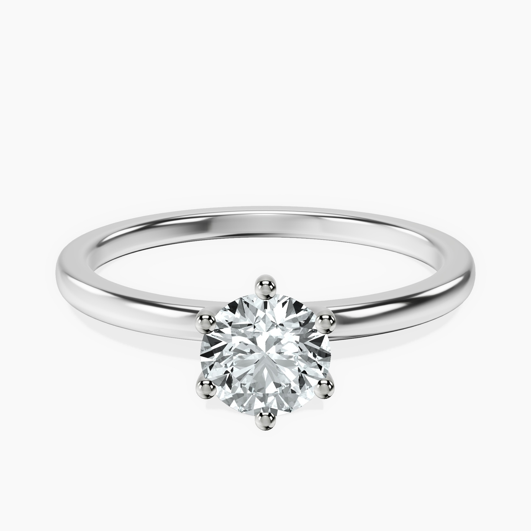 14kt White Gold Six Prong Solitaire 1.5mm Lab Diamond Ring front image