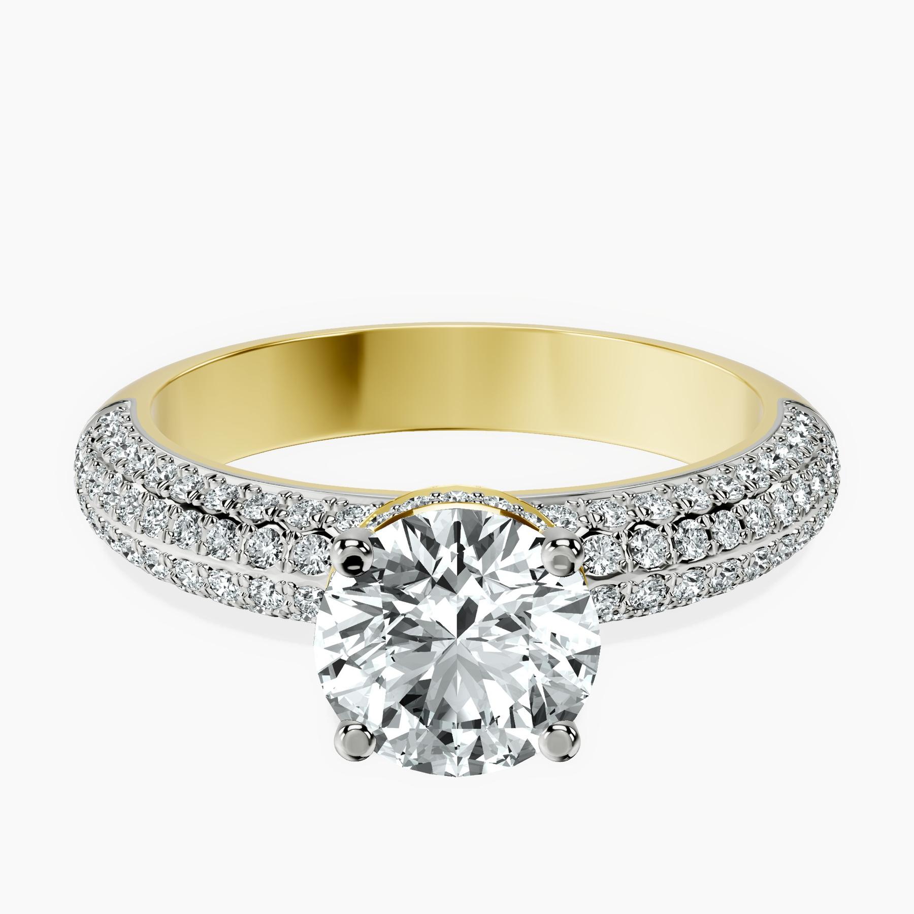 1.41 ct. round Casimer Secret Halo Ring in 10kt yellow gold rtr top