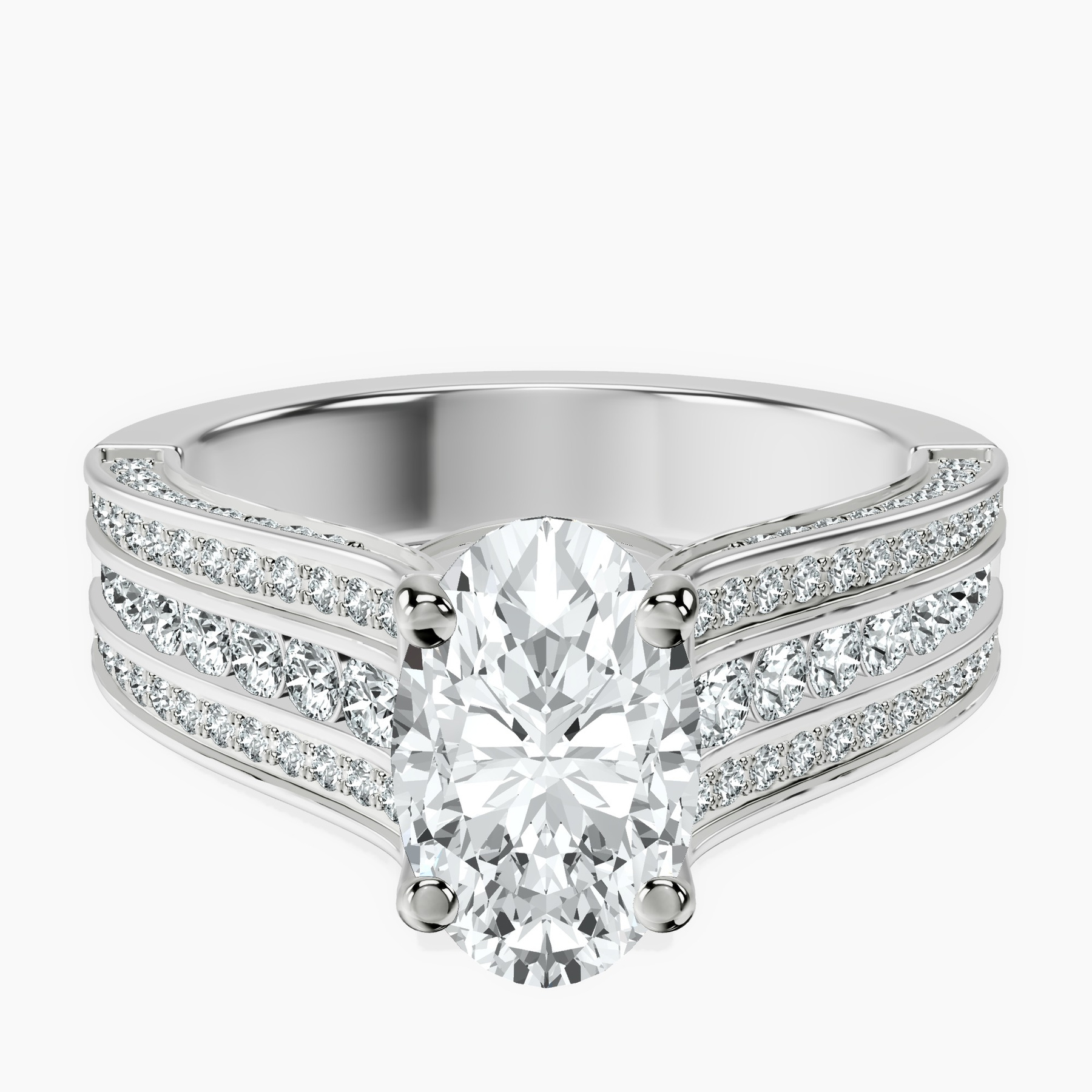 2.06 ct. oval Idris Secret Halo Ring in 18kt white gold rtr top