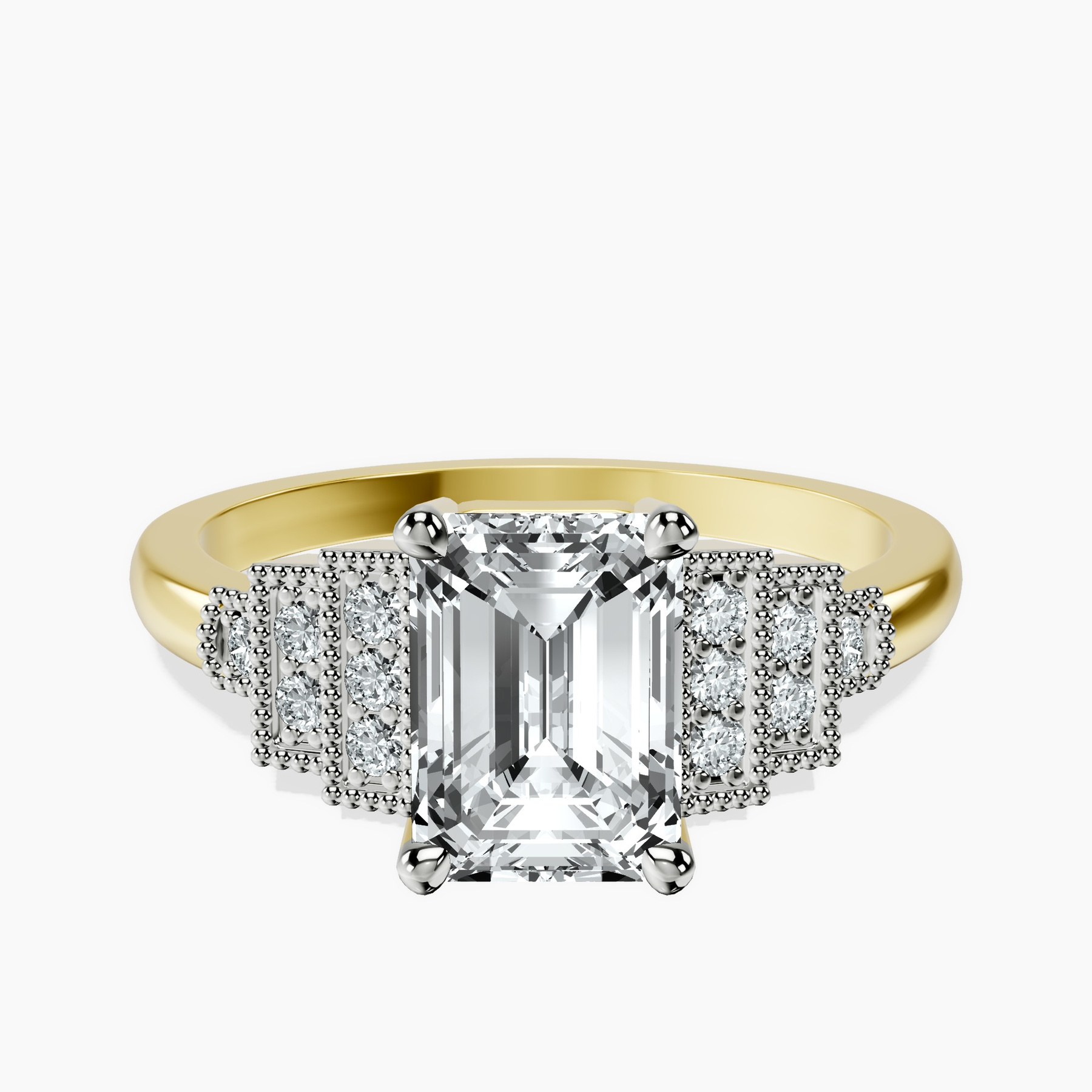 10kt Yellow Gold Joy Tapering Side Stone Lab Diamond Ring rtr top
