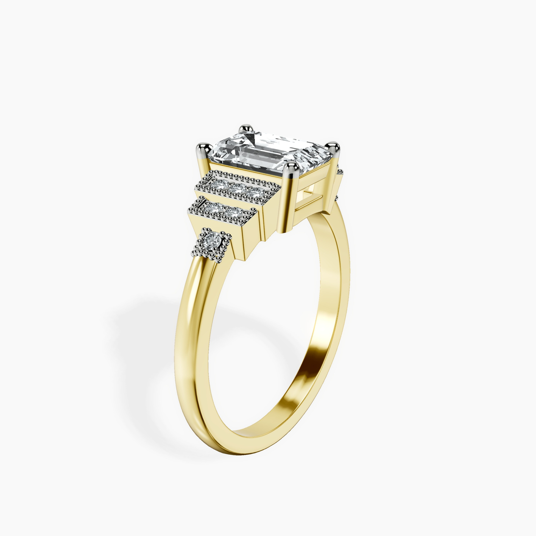 10kt Yellow Gold Joy Tapering Side Stone Lab Diamond Ring standing product image one