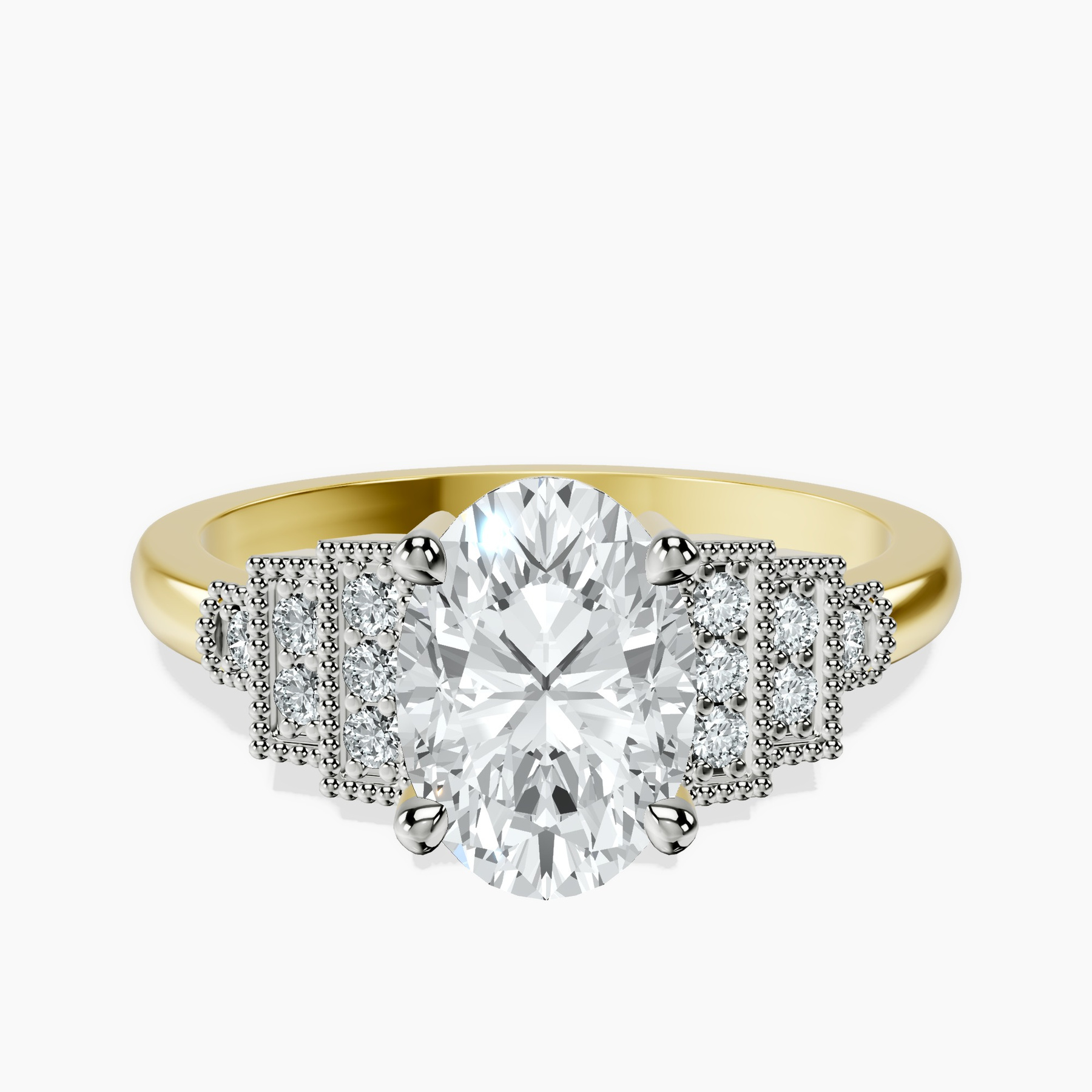 10kt Yellow Gold Joy Tapering Side Stone Lab Diamond Ring rtr top